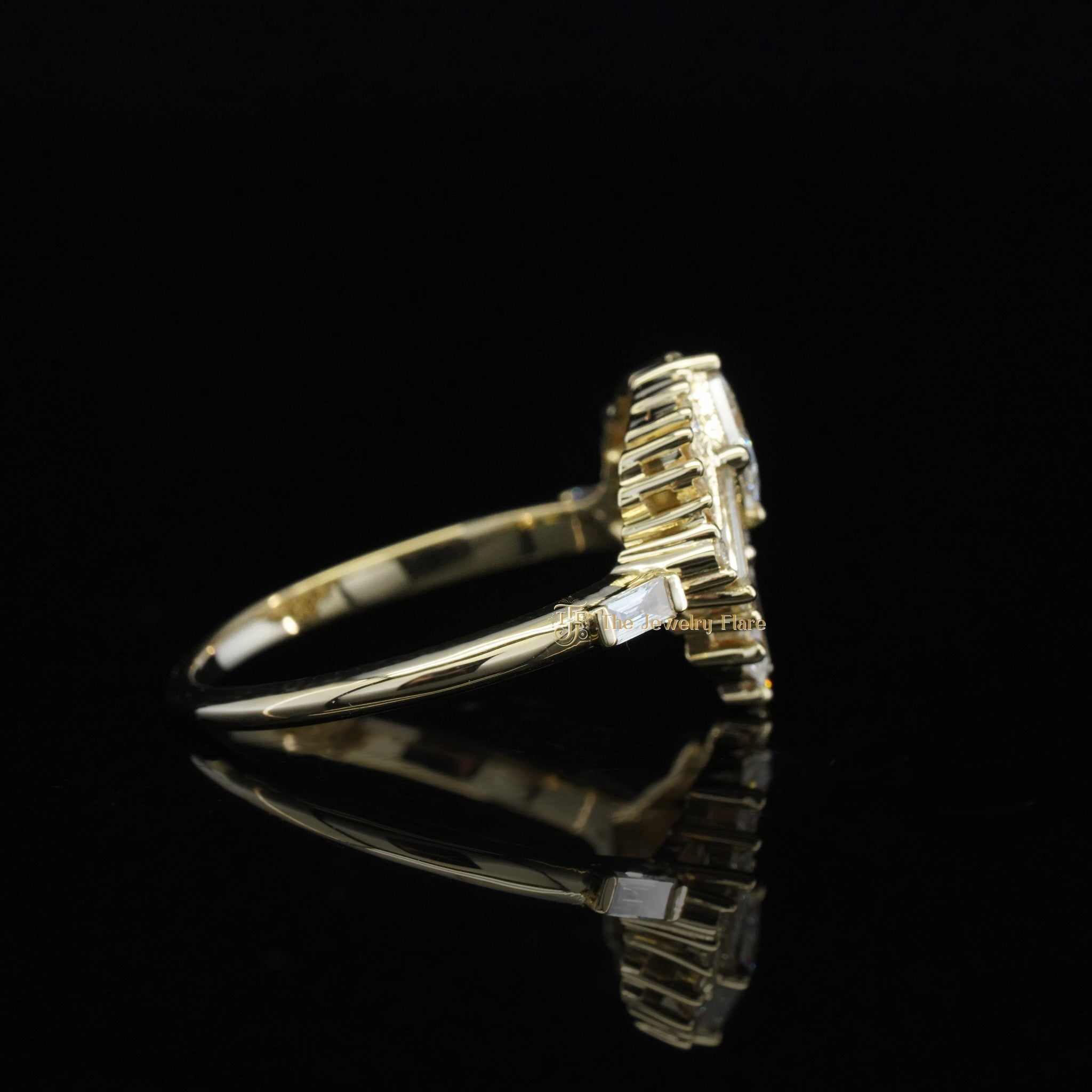 Mirrored Cluster Ring with Princess Cut Diamond