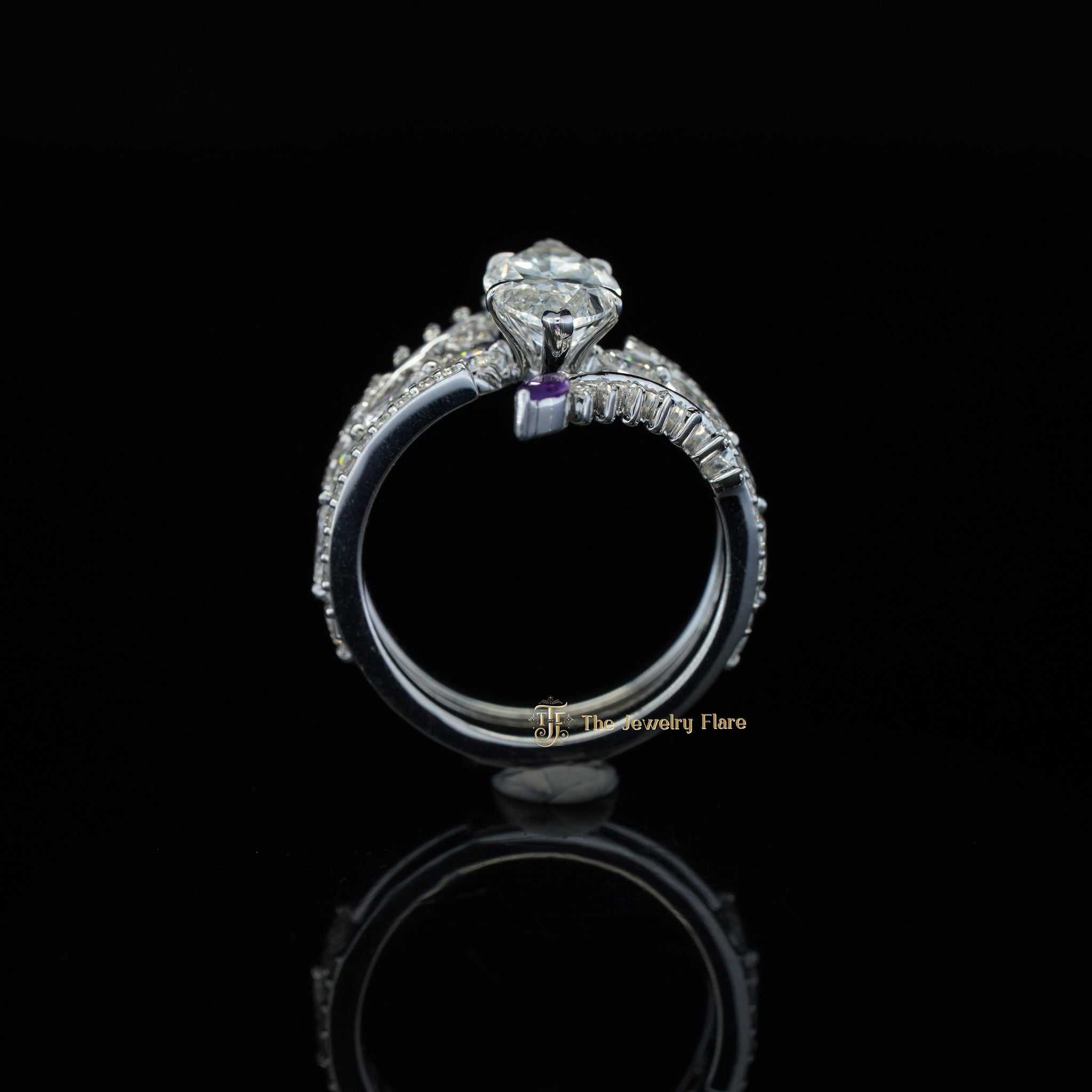 Vintage Floral Style Marquise and Round Diamond Ring