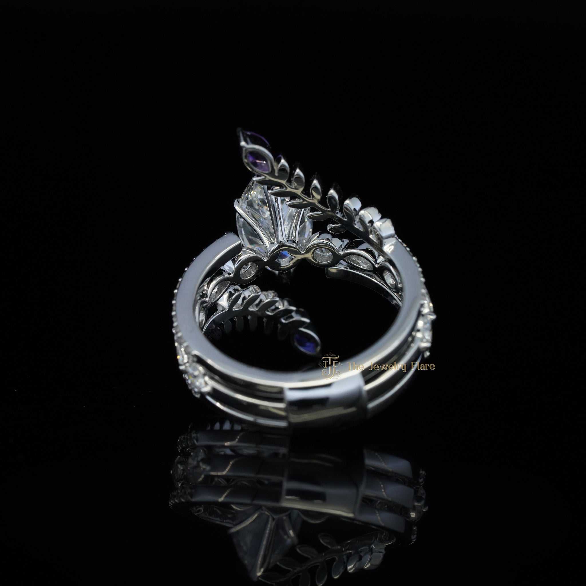 Vintage Floral Style Marquise and Round Diamond Ring