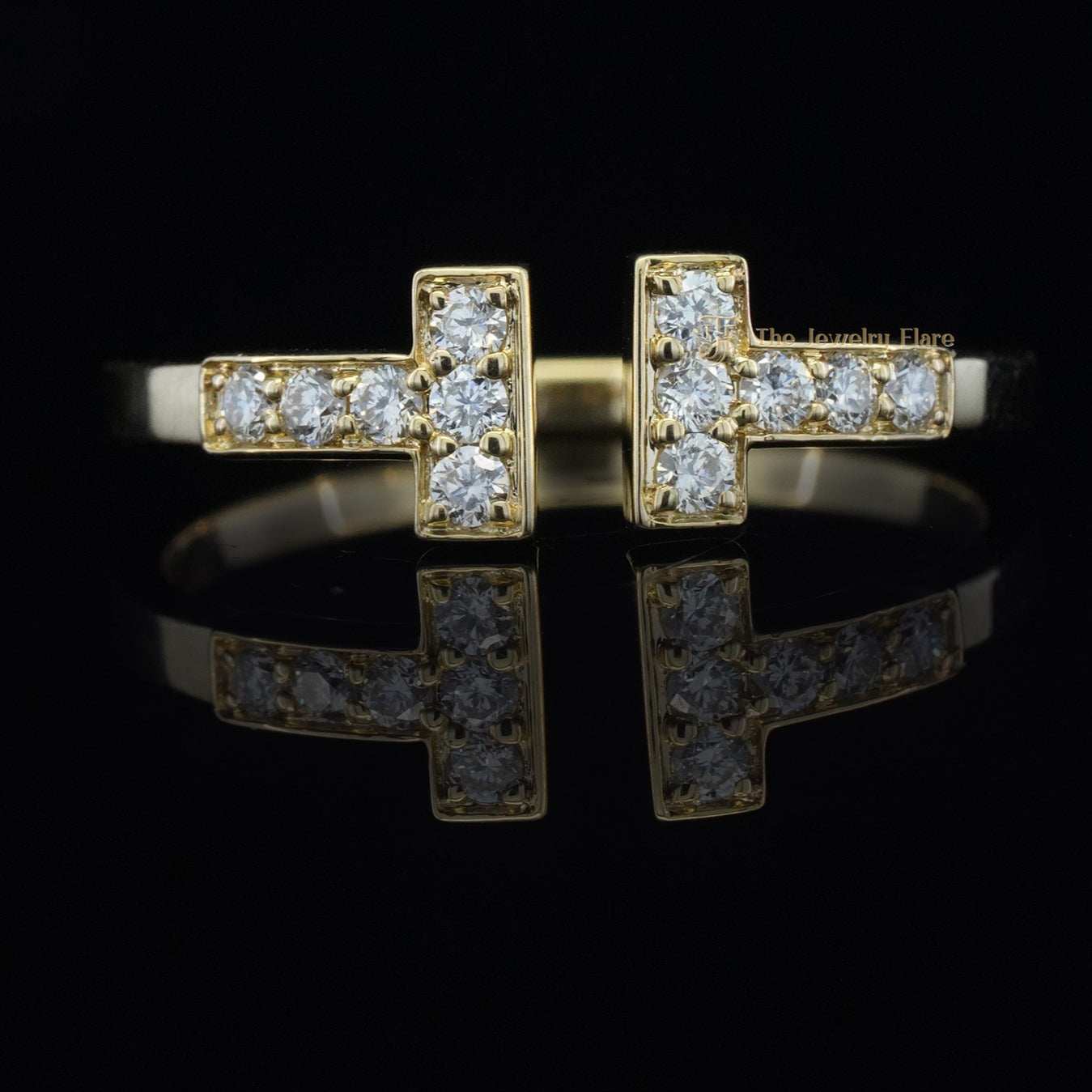 Double T Design Diamond Ring