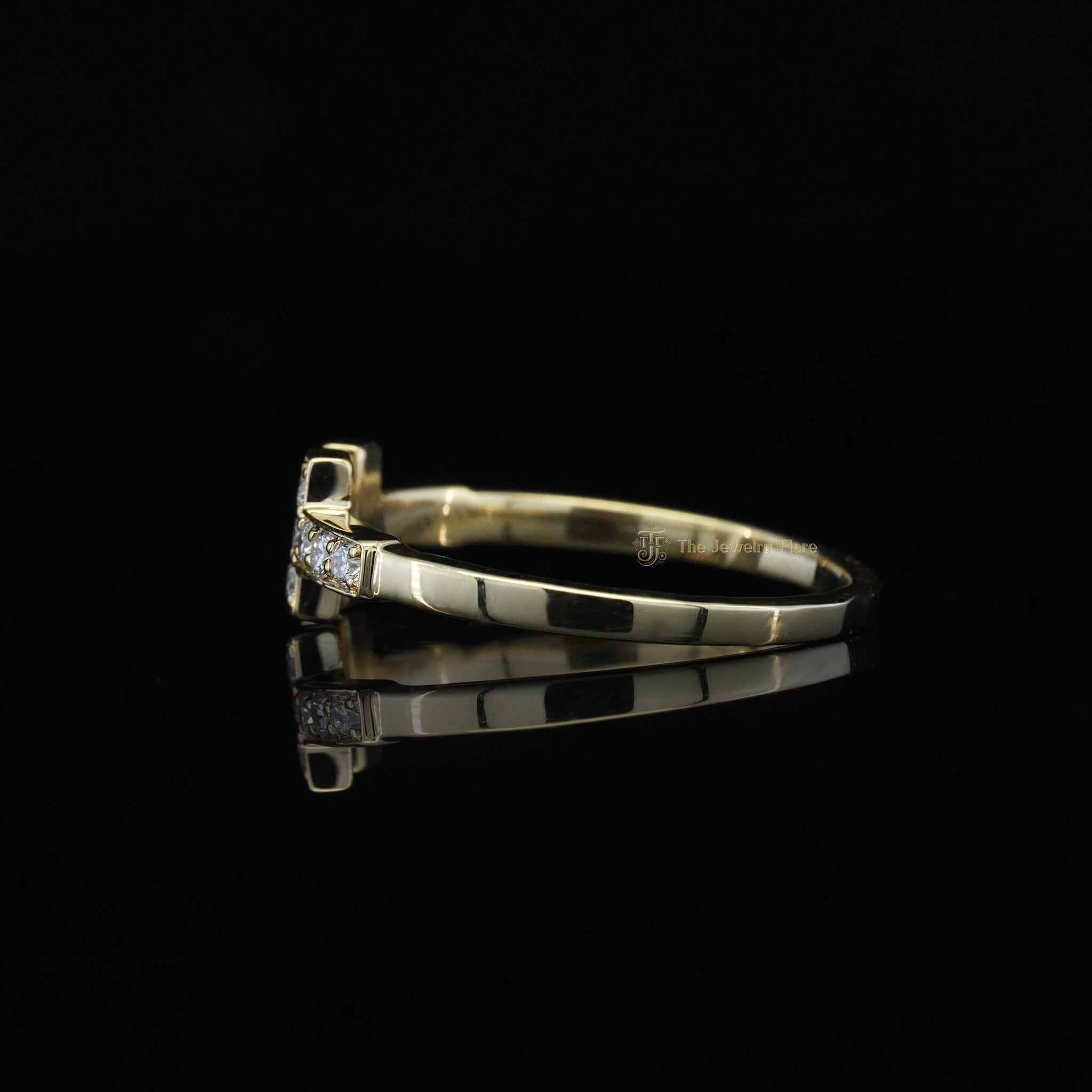 Double T Design Diamond Ring