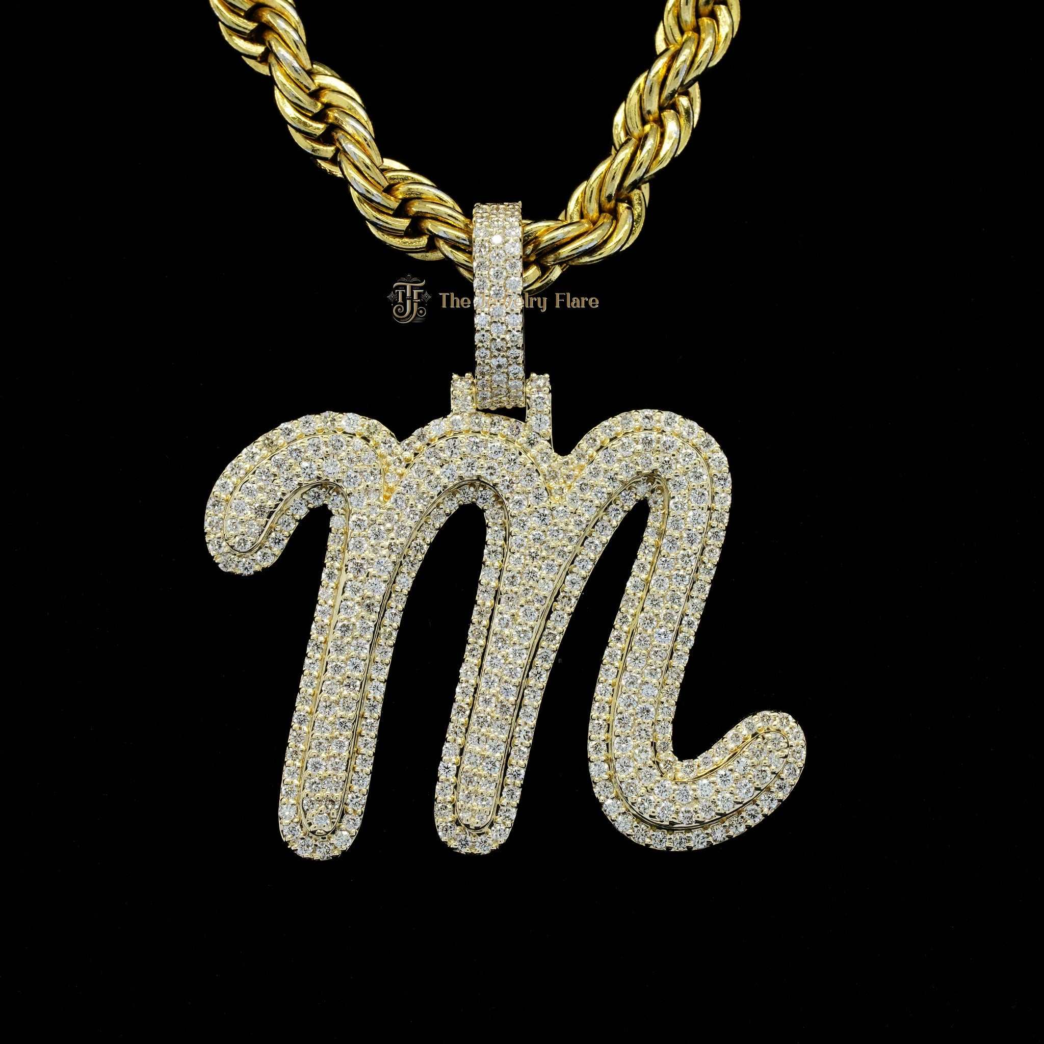 Iced Out Custom Made M Initial Pendant Second