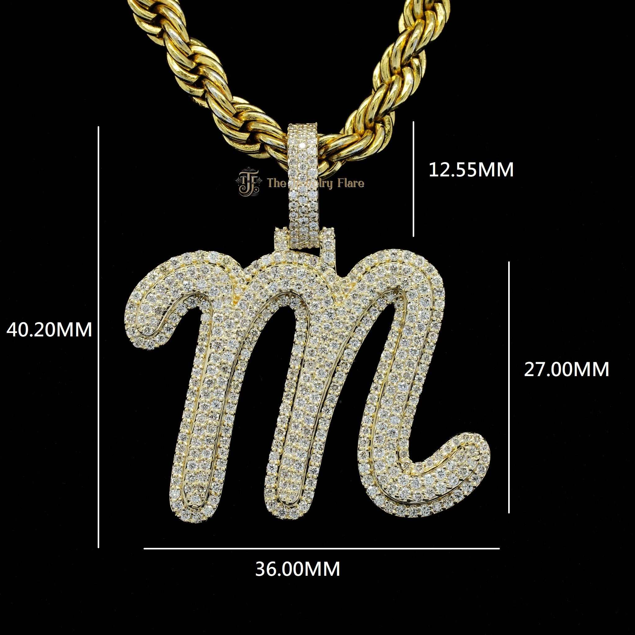 Iced Out Custom Made M Initial Pendant Forth