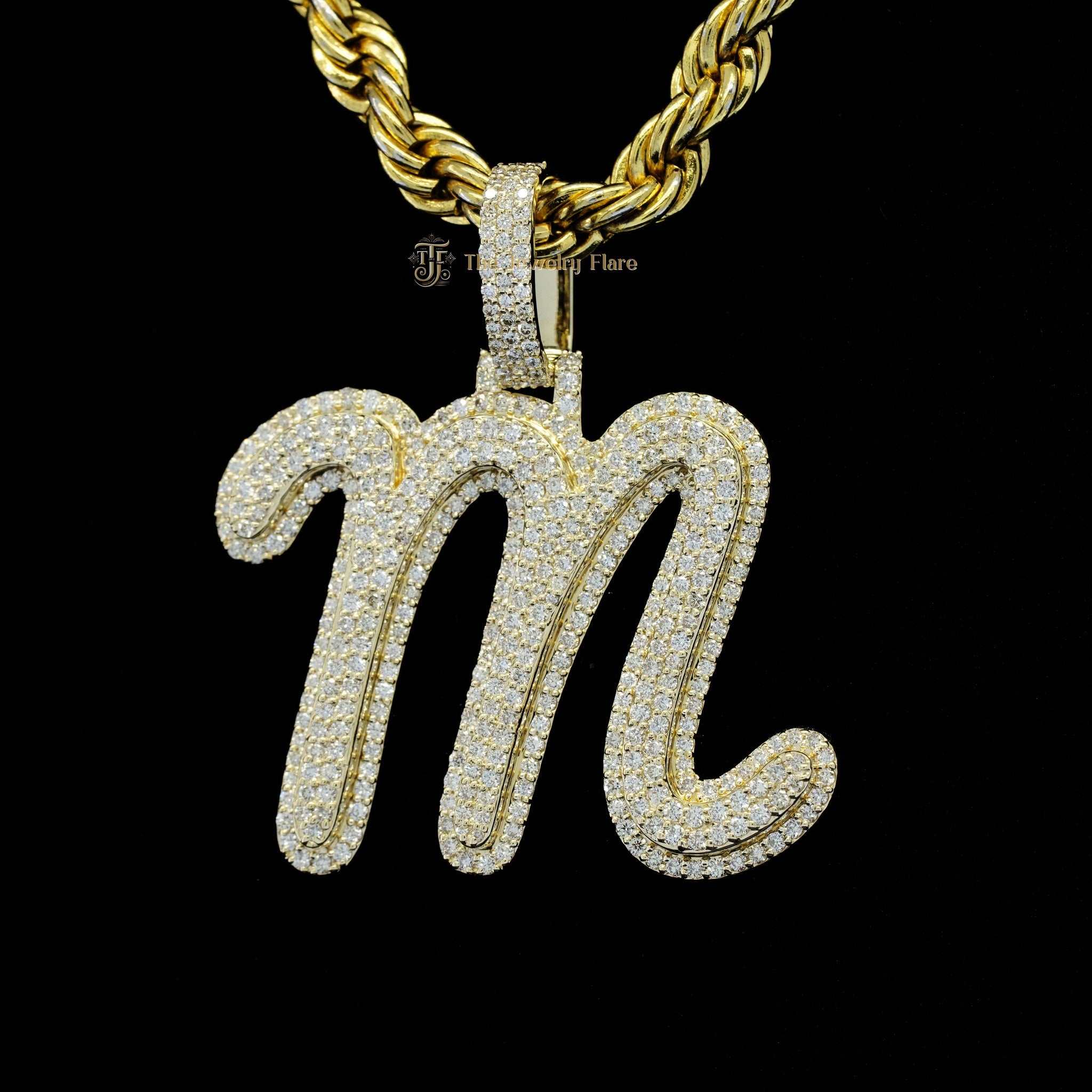 Iced Out Custom Made M Initial Pendant Third