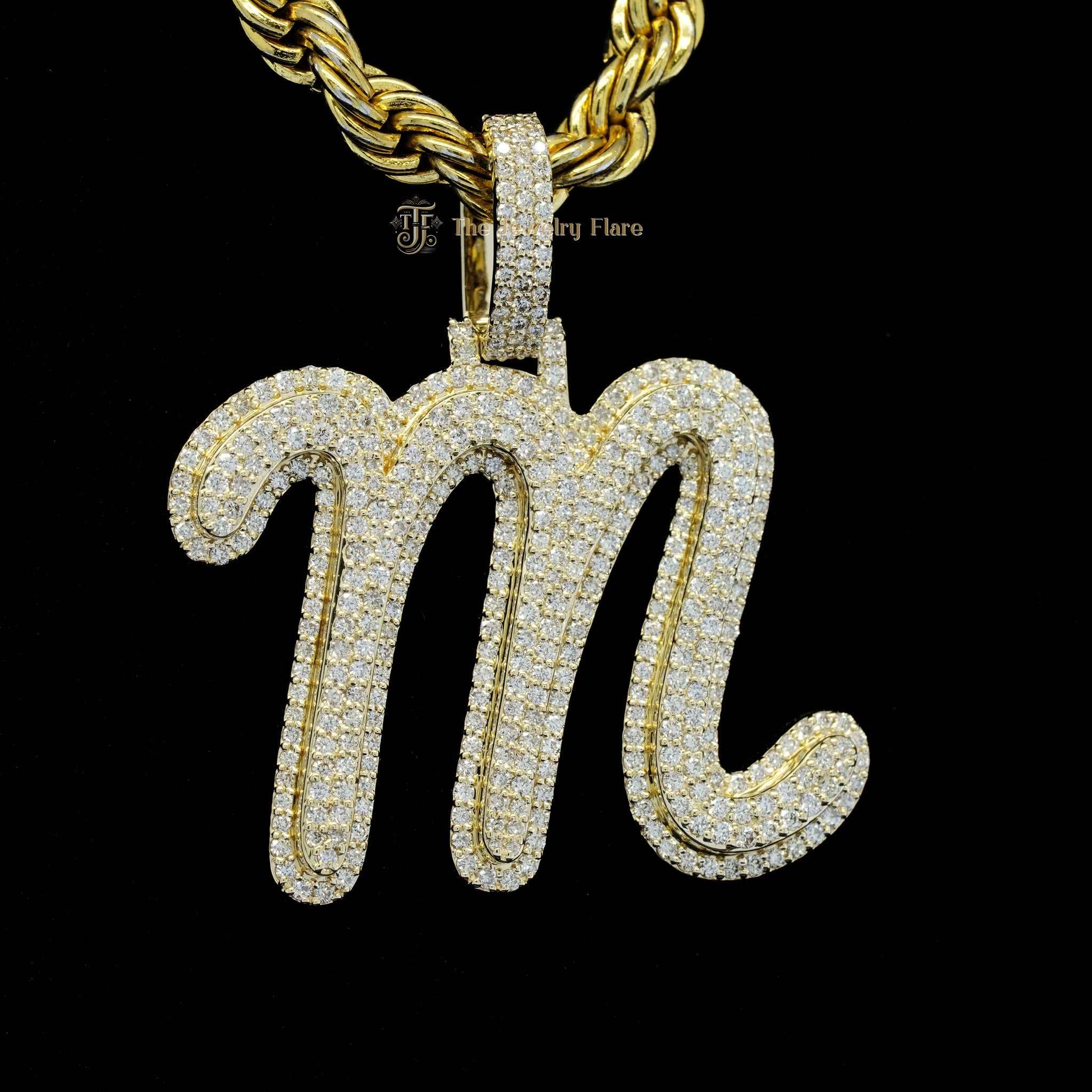 Iced Out Custom Made M Initial Pendant First