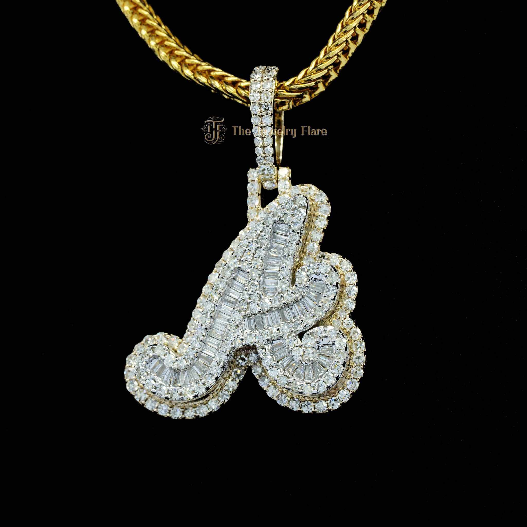 Iced Out Custom Made A Initial Pendant Second