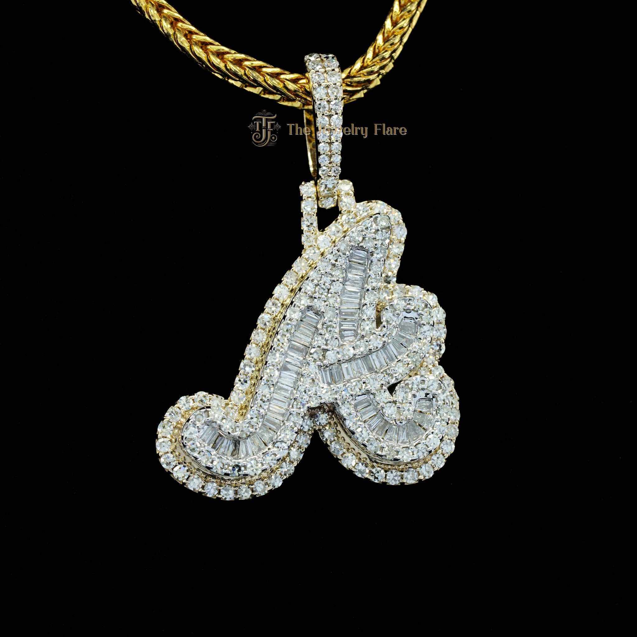 Iced Out Custom Made A Initial Pendant Third