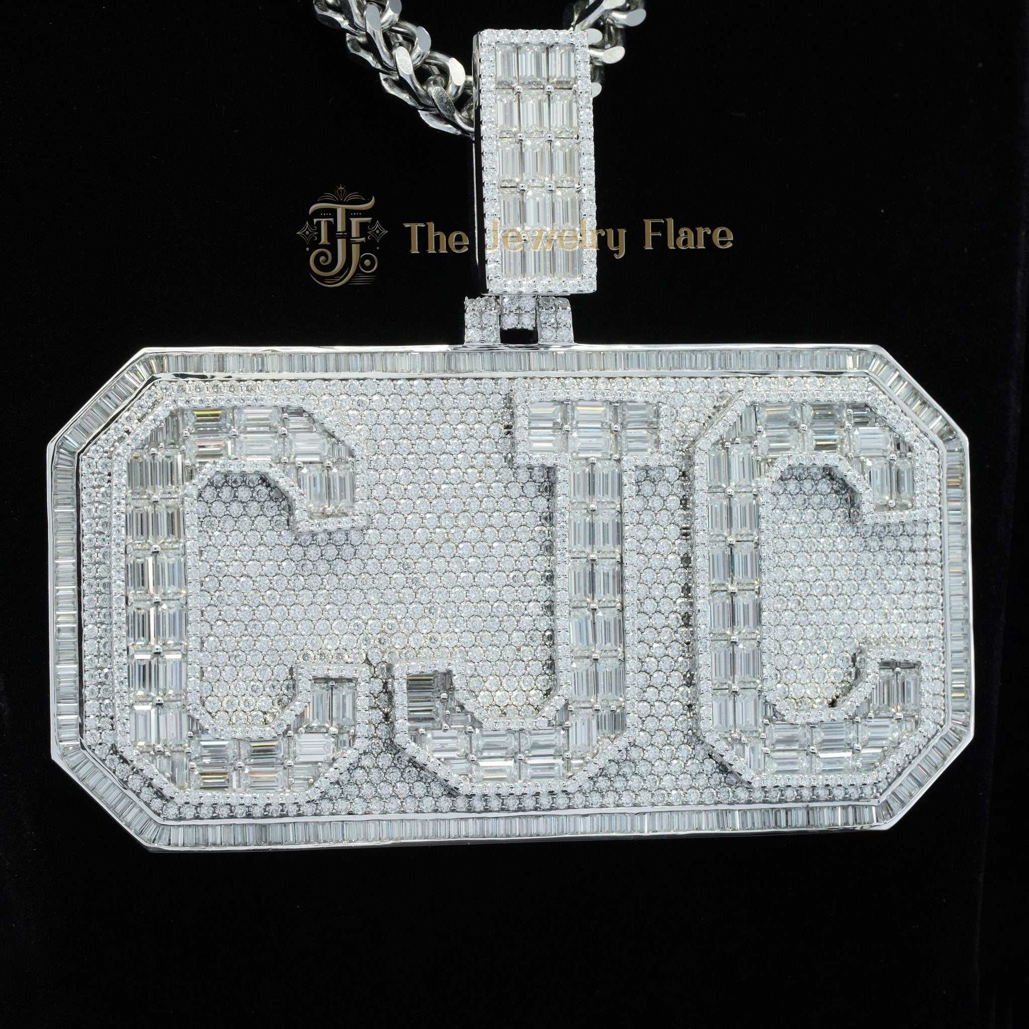 Baguette Moissanite Custom Letter Iced Out Hip Hop Pendant Third