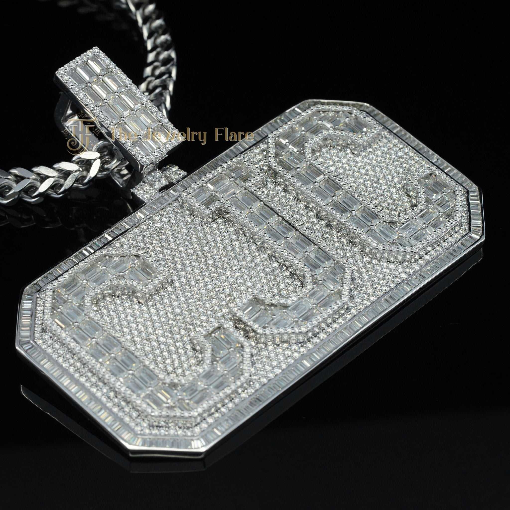 Baguette Moissanite Custom Letter Iced Out Hip Hop Pendant Six