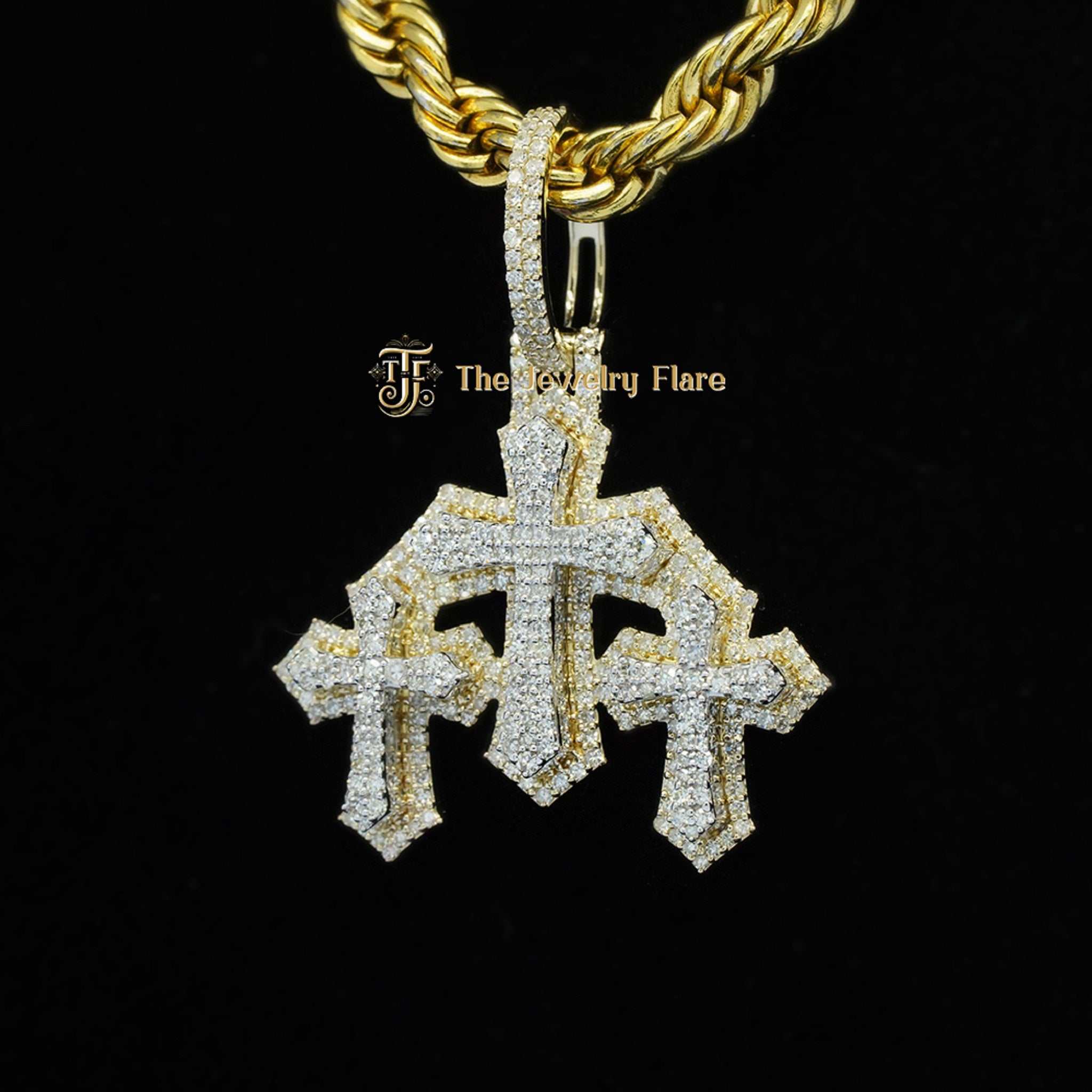 3 Fully Iced Out Cross Pendant Third