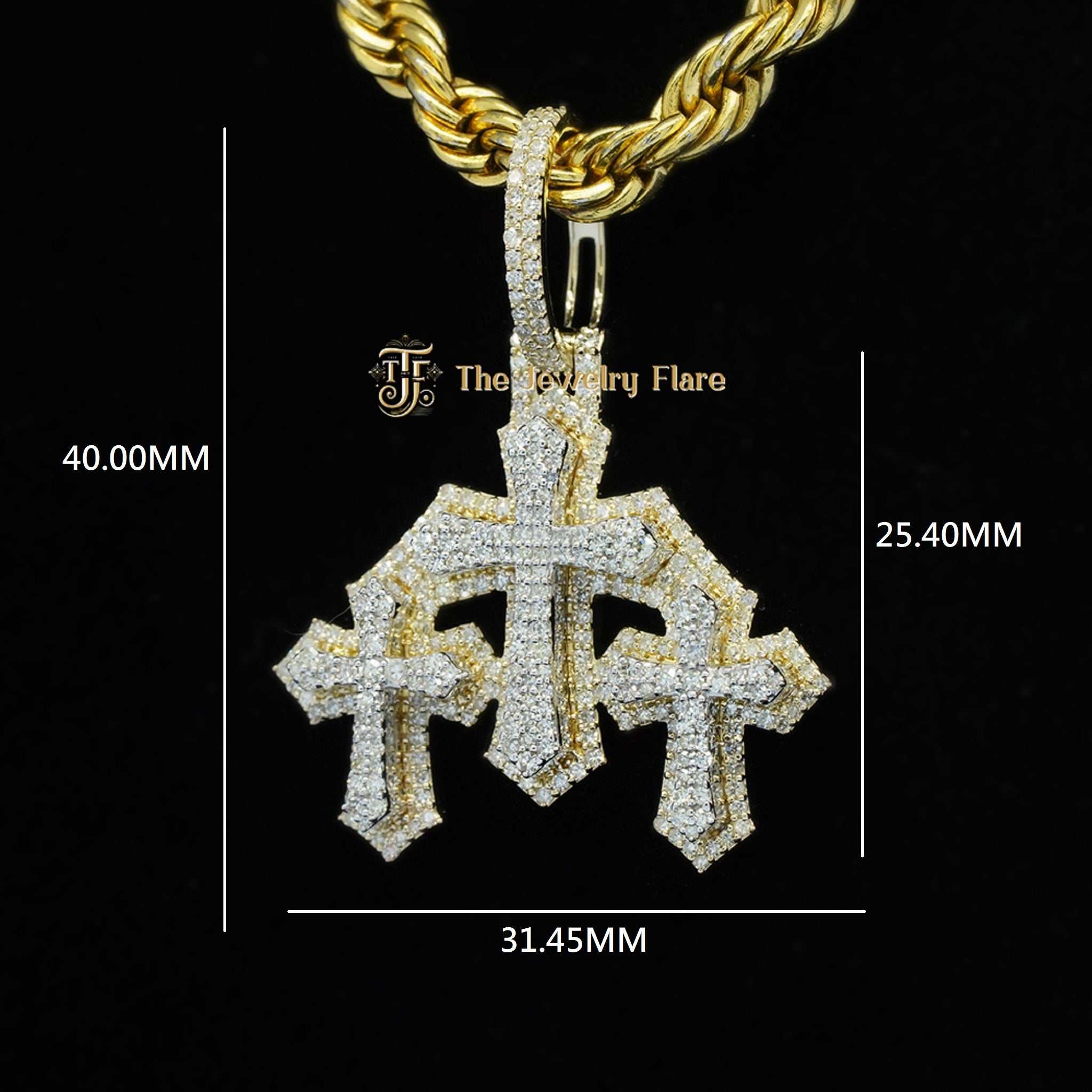 3 Fully Iced Out Cross Pendant Fourth