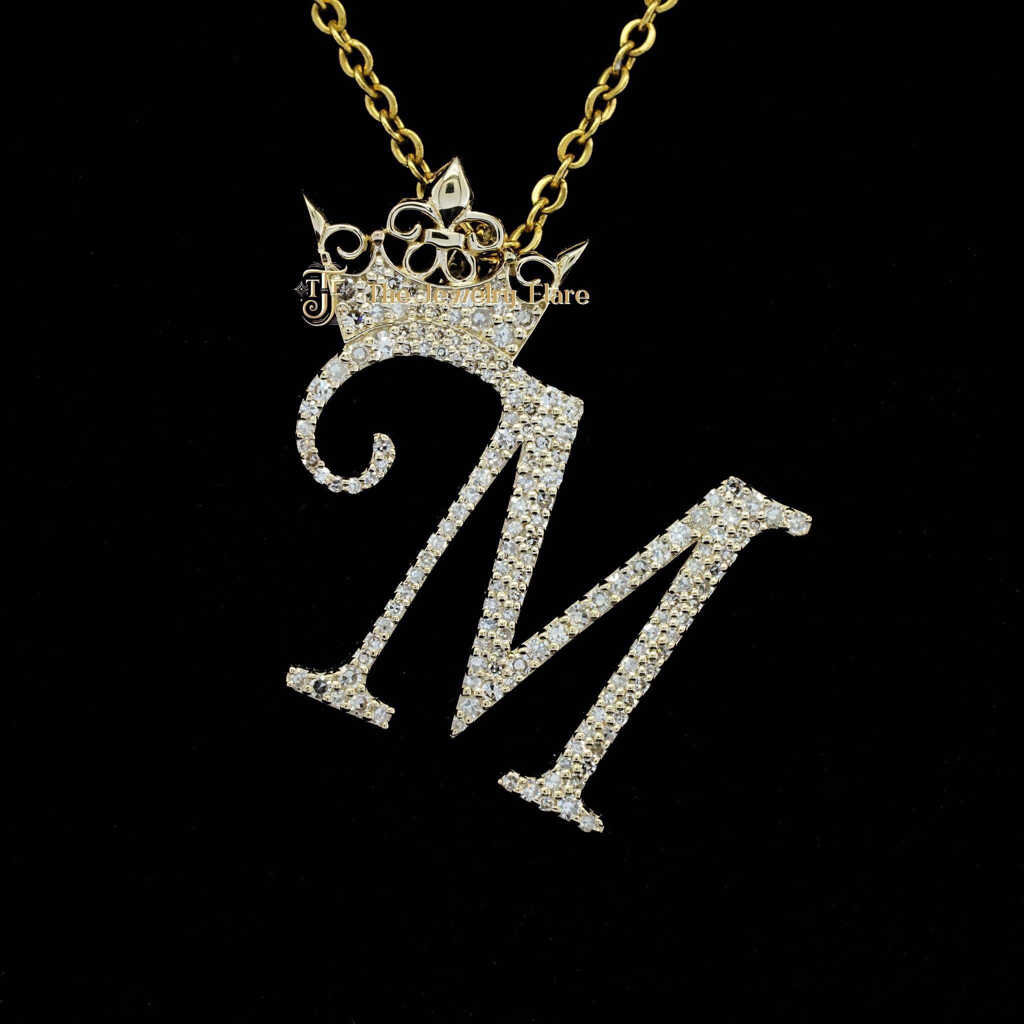 Iced Out M Initial With Crown Pendant Second