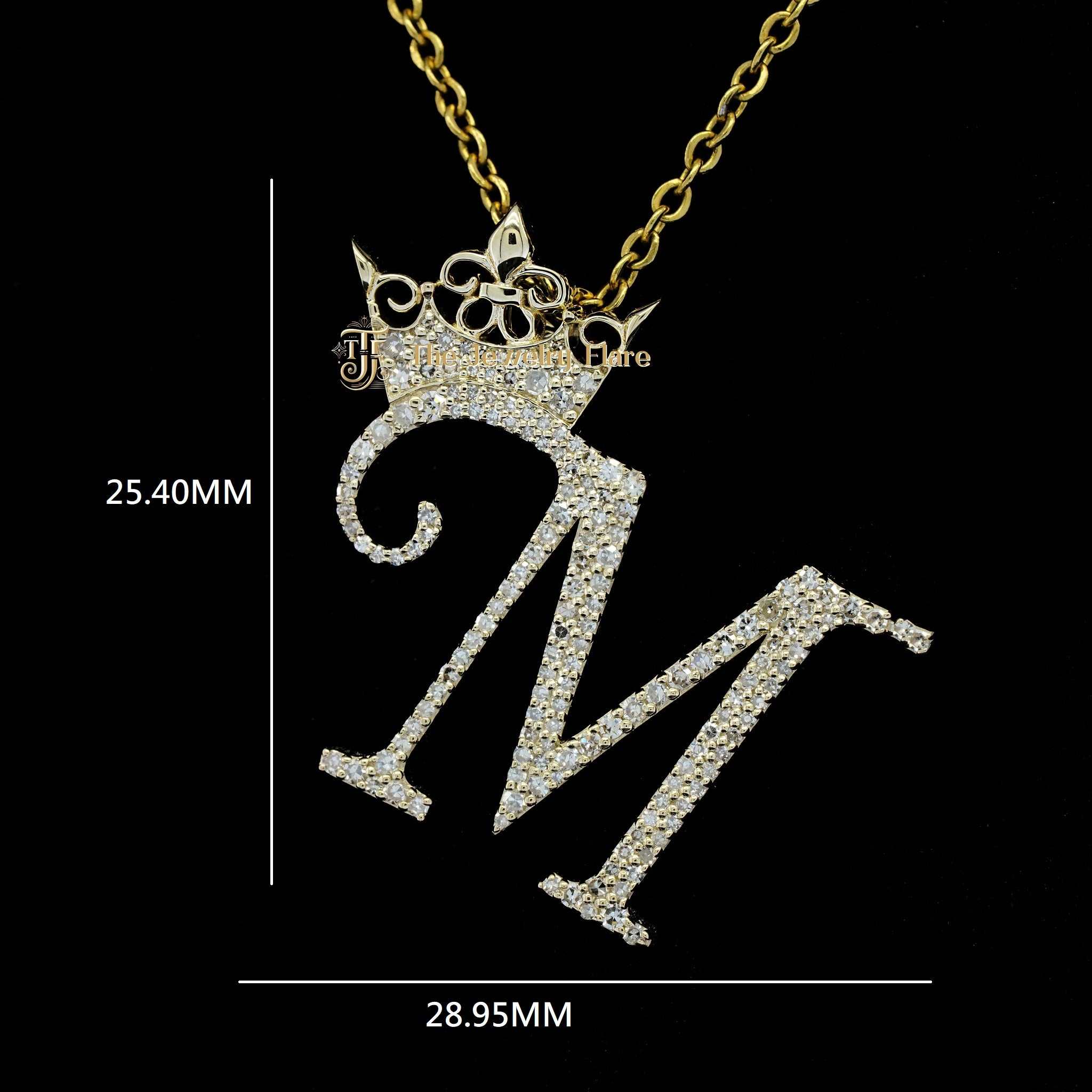 Iced Out M Initial With Crown Pendant Forth