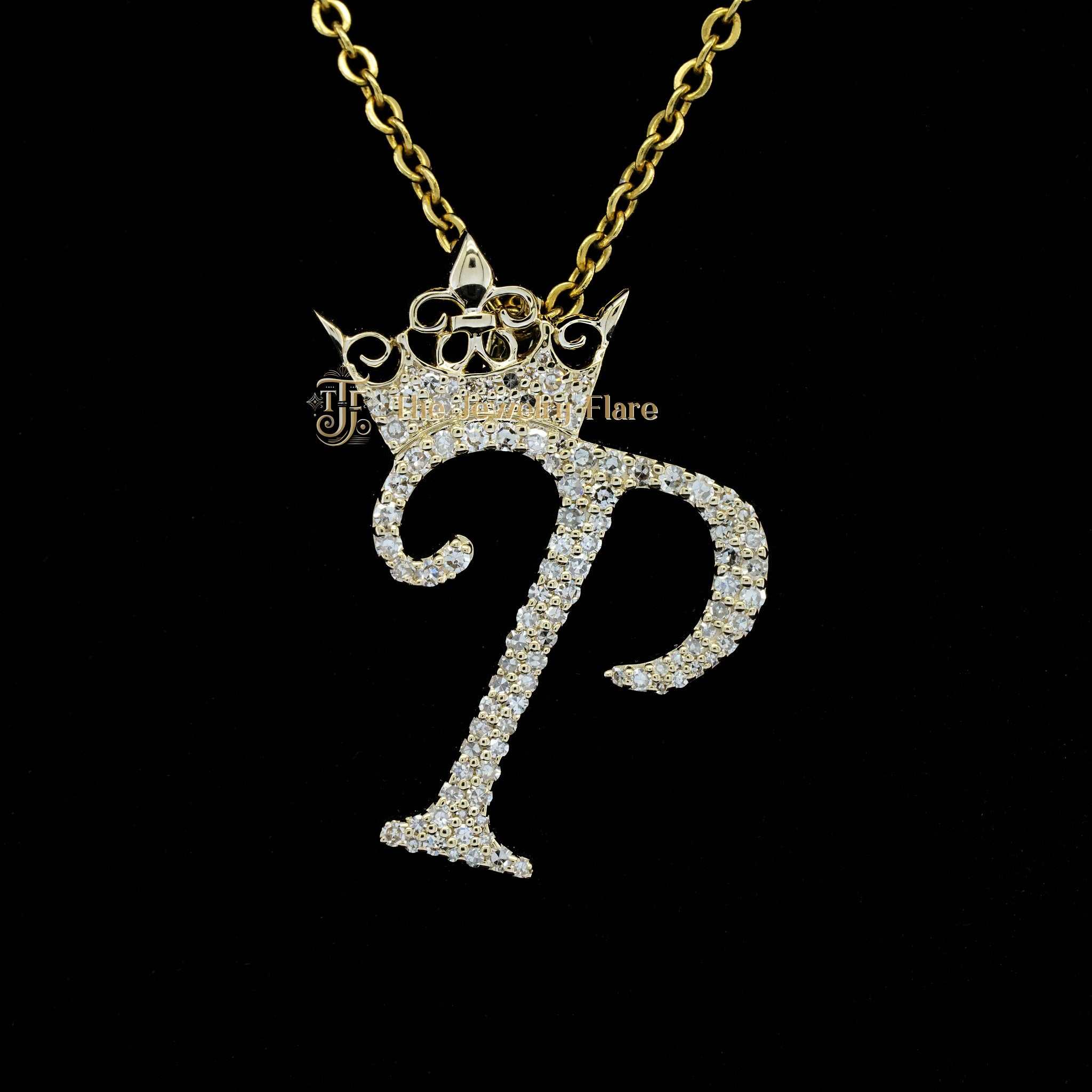 Iced Out P Alphabet With Crown Pendant Second