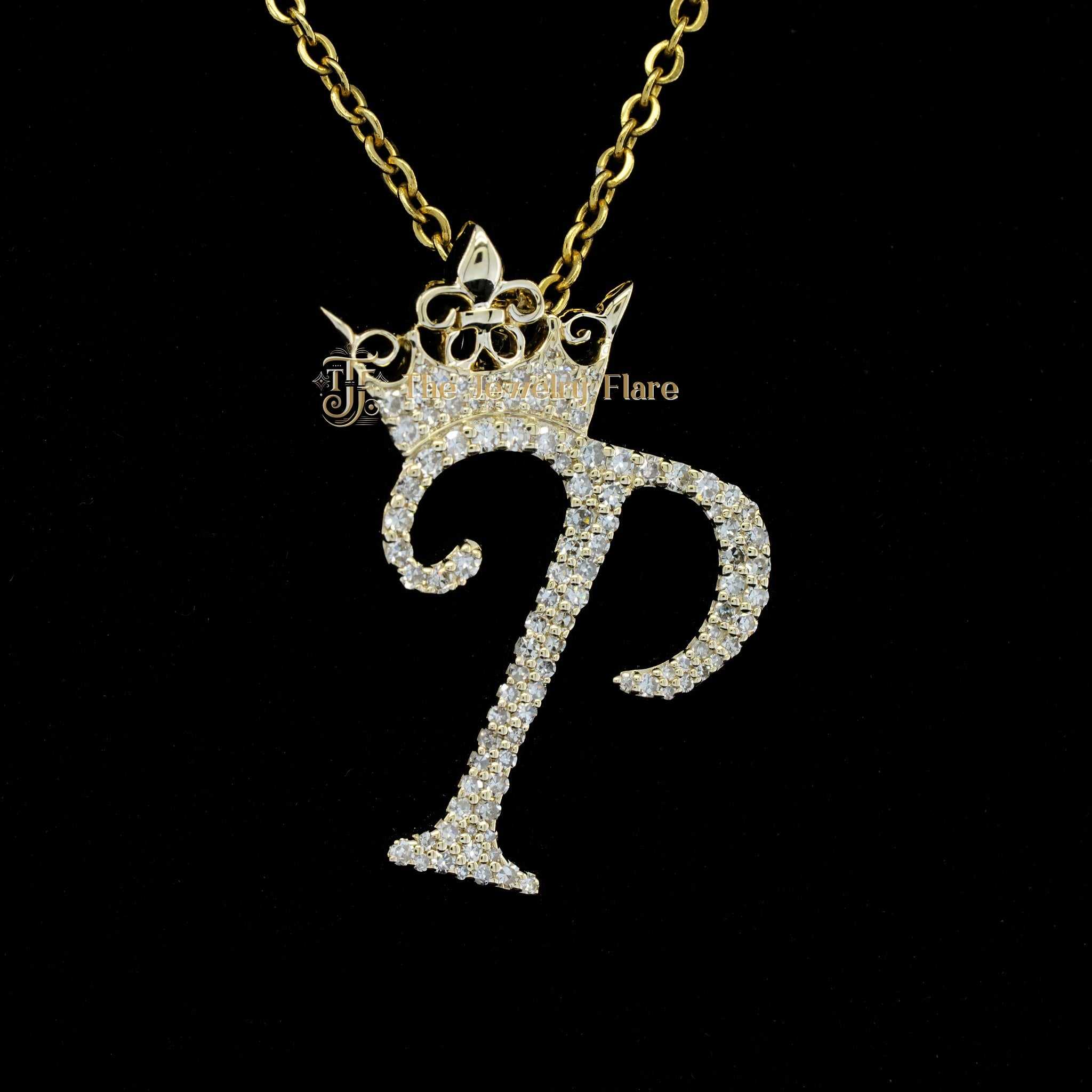 Iced Out P Alphabet With Crown Pendant Third