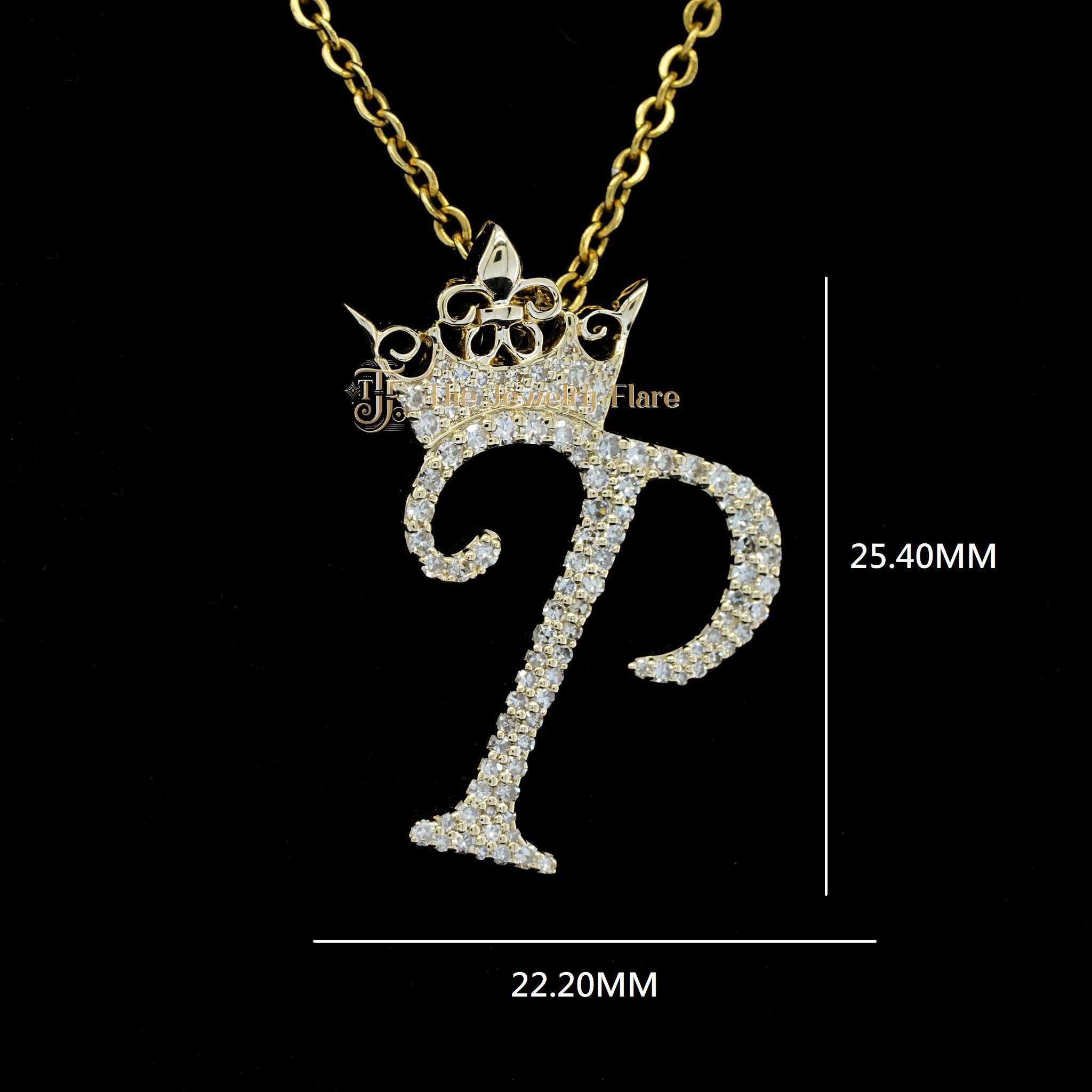 Iced Out P Alphabet With Crown Pendant Forth