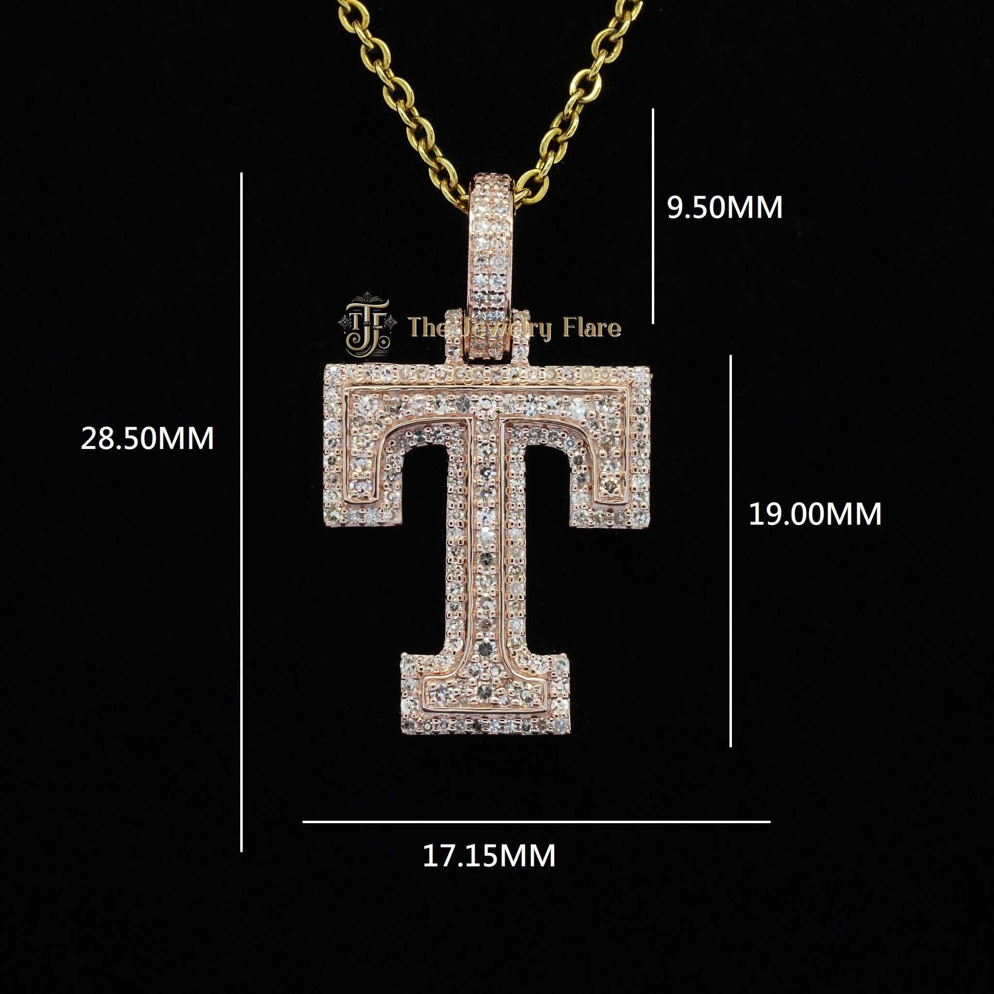 Iced Out T Initial Diamond Pendant Third