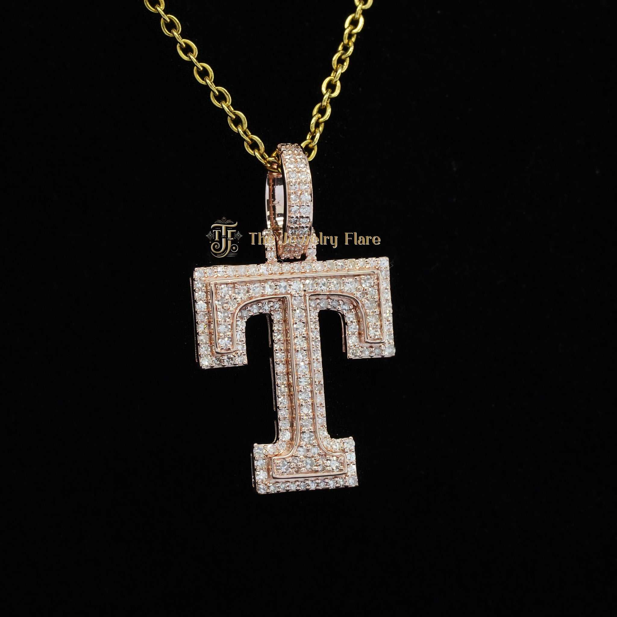 Iced Out T Initial Diamond Pendant Second