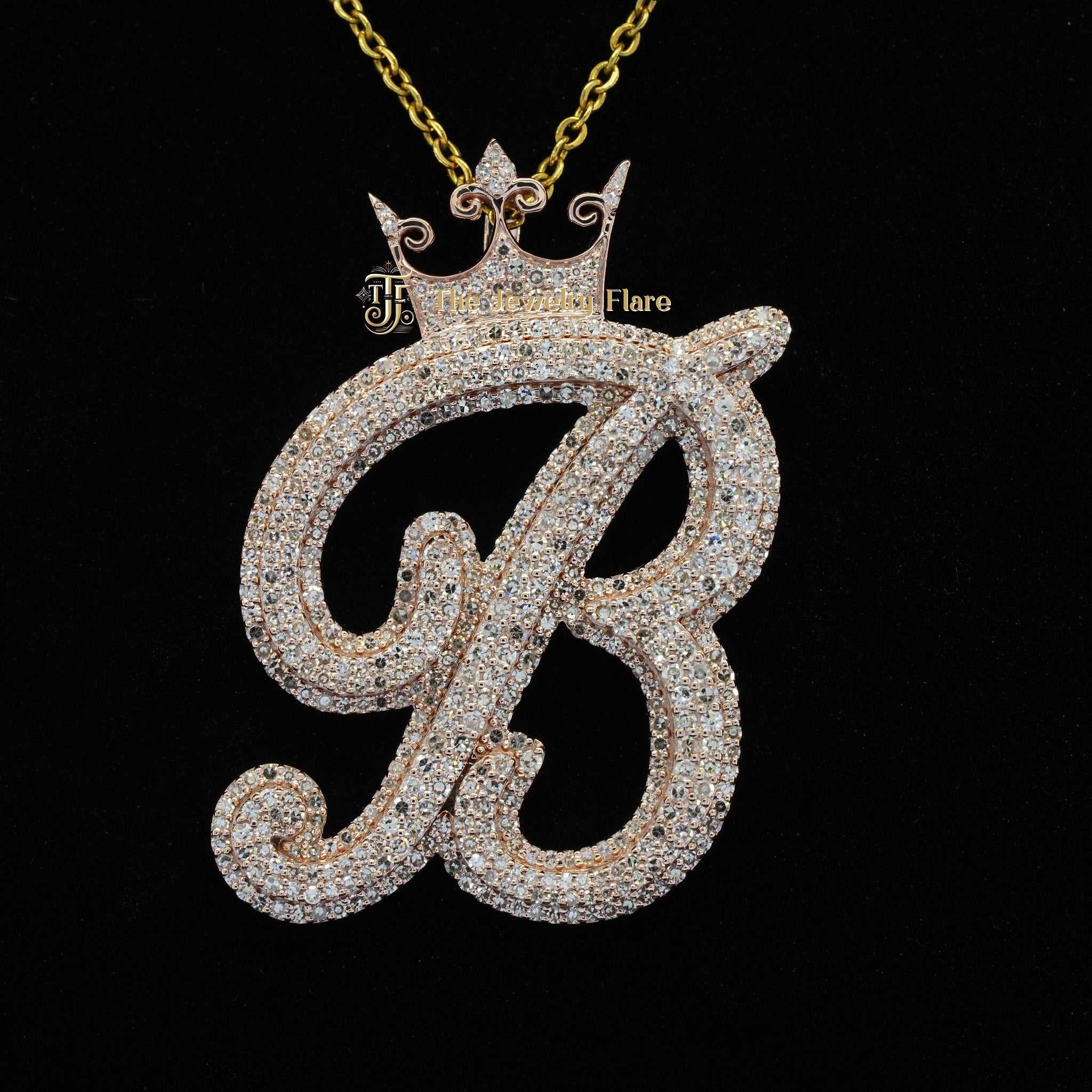 Iced Out Custom Made B Initial Pendant First