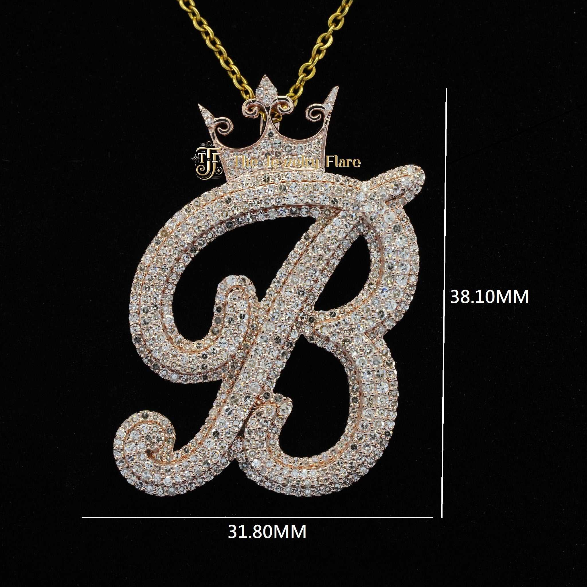 Iced Out Custom Made B Initial Pendant Forth