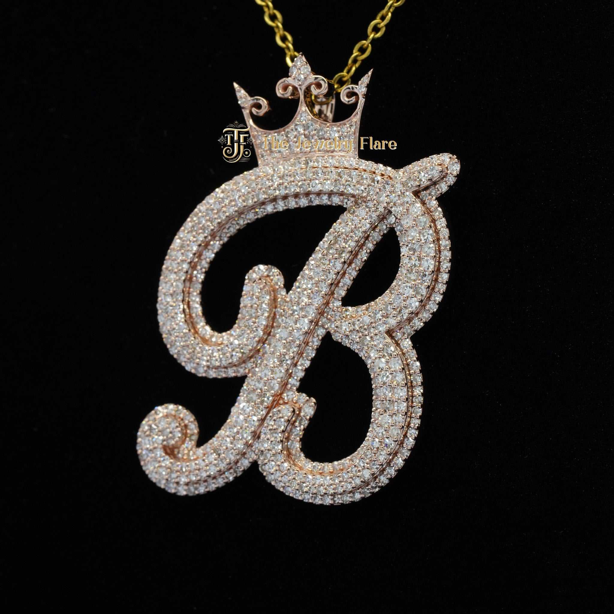 Iced Out Custom Made B Initial Pendant Second