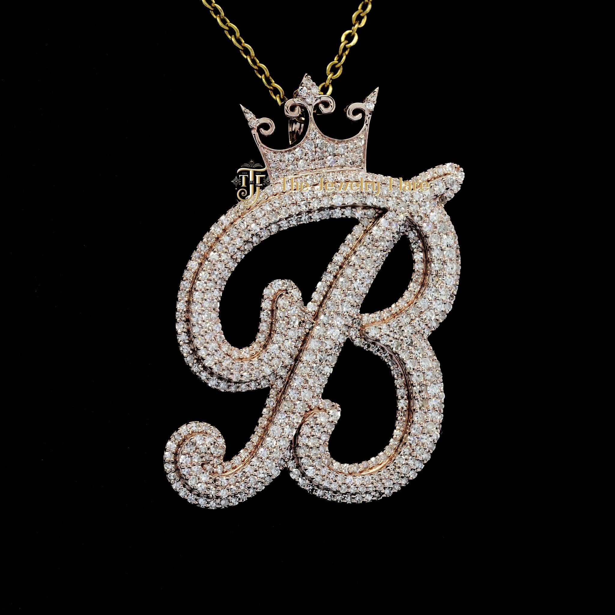 Iced Out Custom Made B Initial Pendant Third