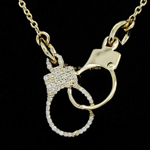 Hip Hop Round Diamond Handcuff Shape Pendant