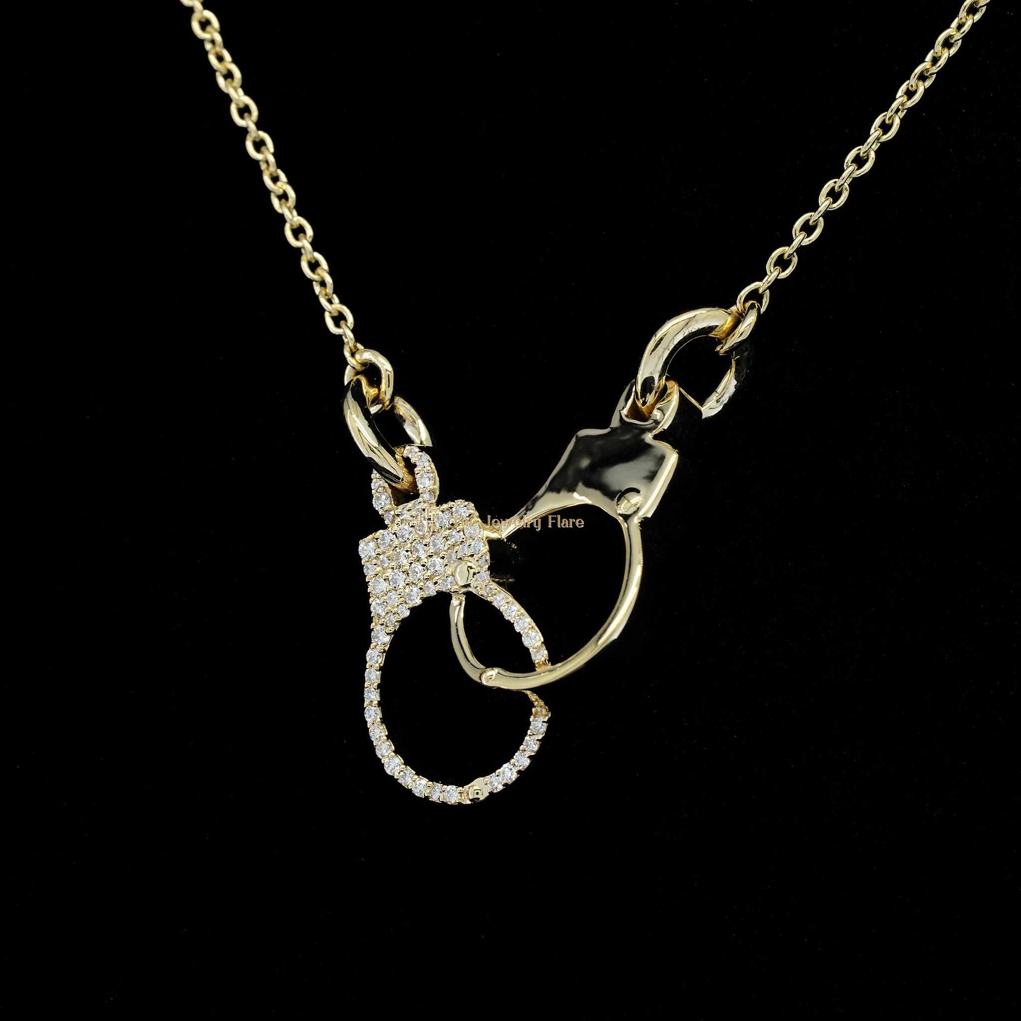Hip Hop Round Diamond Handcuff Shape Pendant