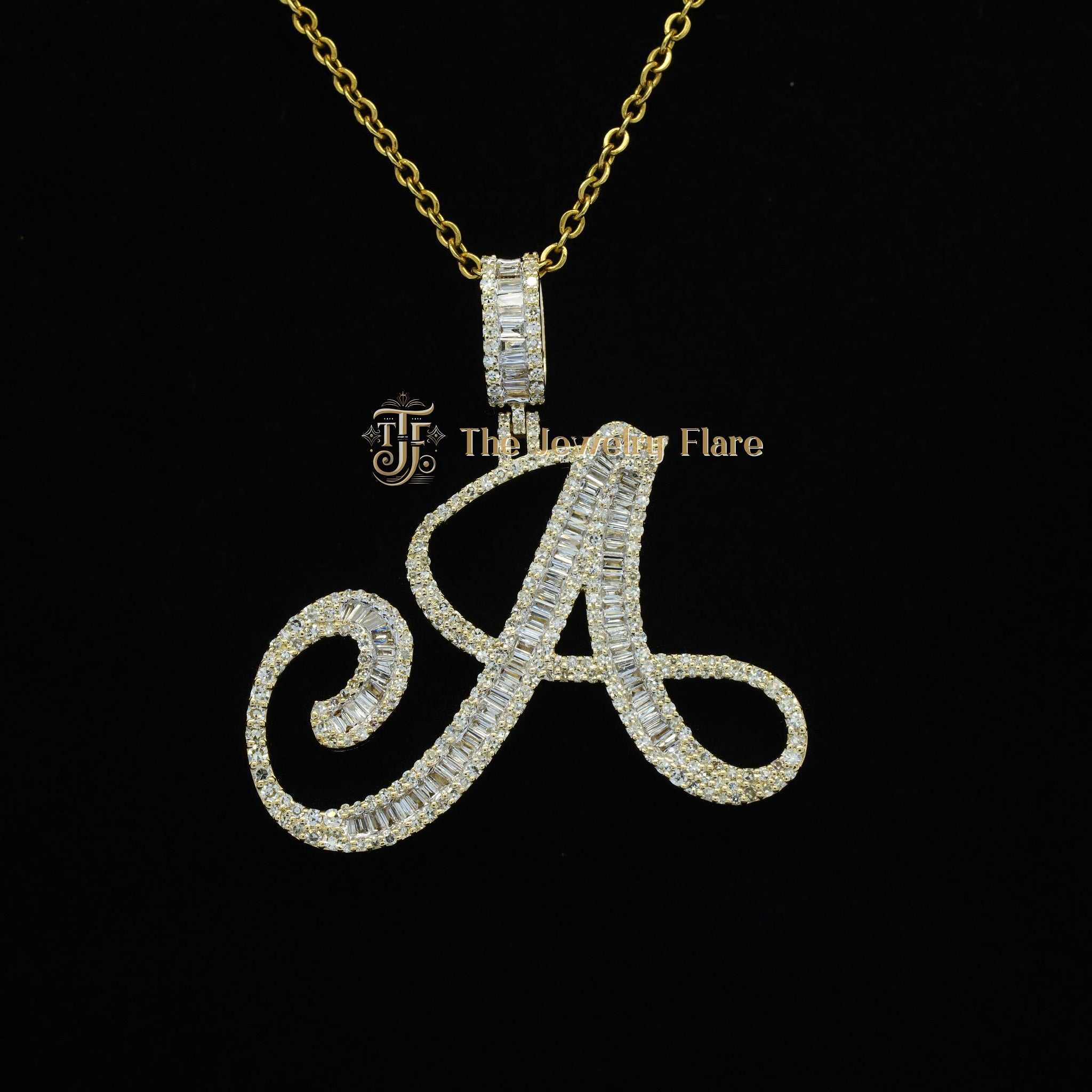 Baguette Initial Mens Diamond Pendant Second