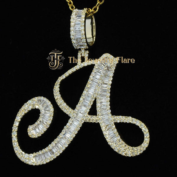 Baguette Initial Mens Diamond Pendant First