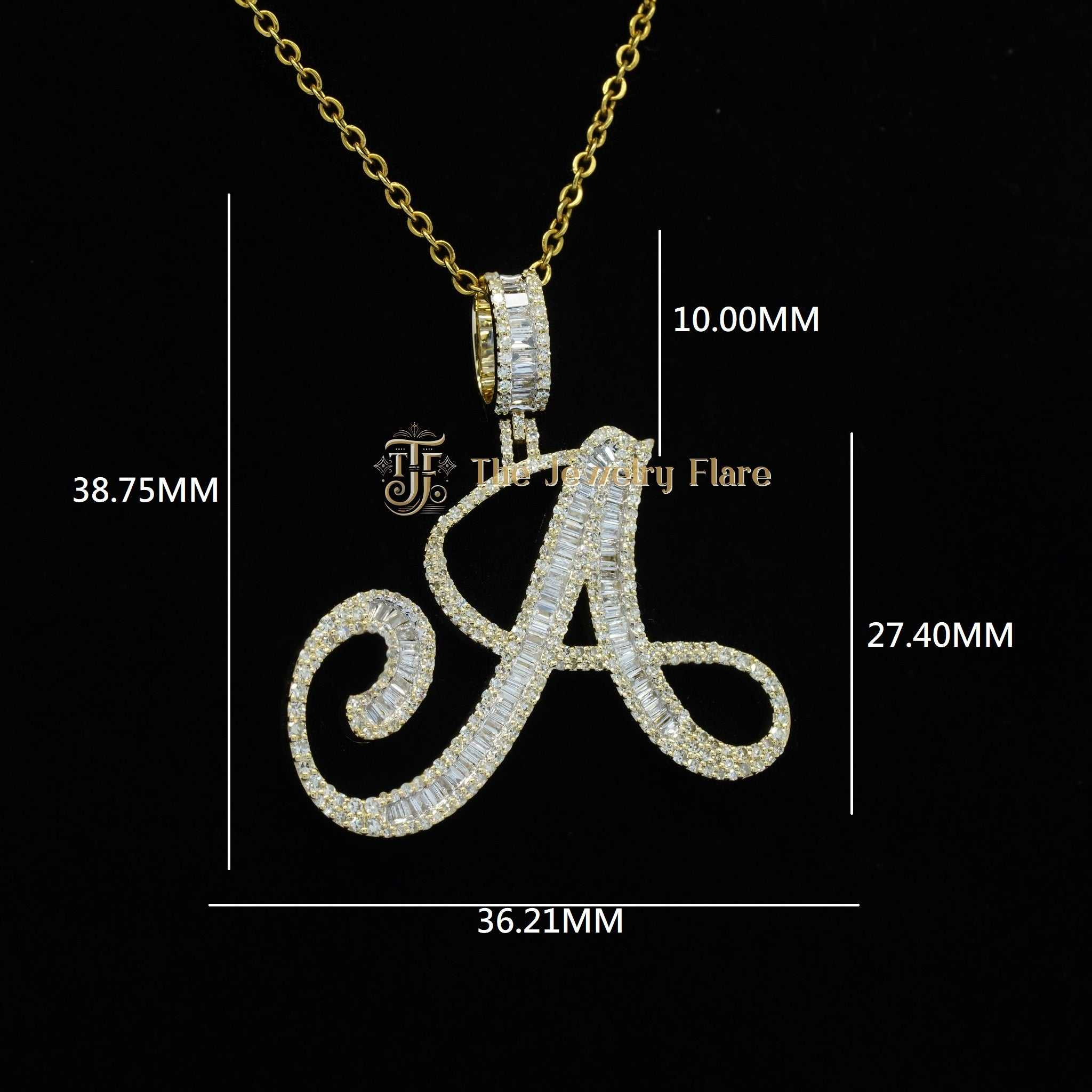 Baguette Initial Mens Diamond Pendant Fourth