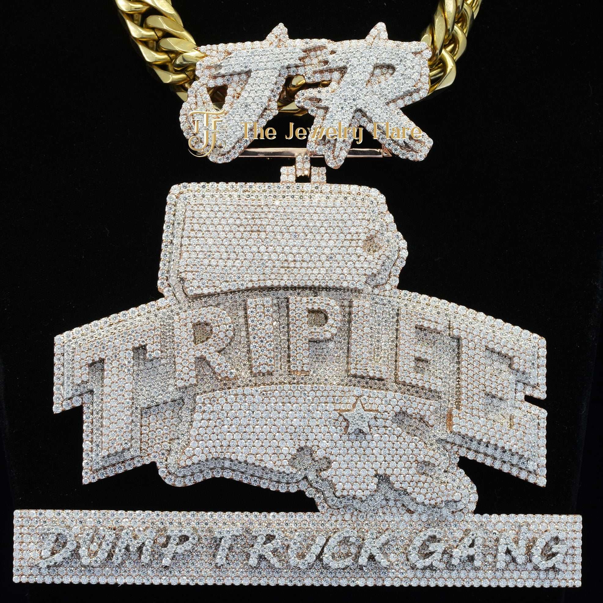 JR TRIPLEE Custom Made Hip Hop Moissanite Diamond Pendant