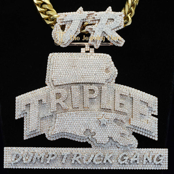 JR TRIPLEE Custom Made Hip Hop Moissanite Diamond Pendant
