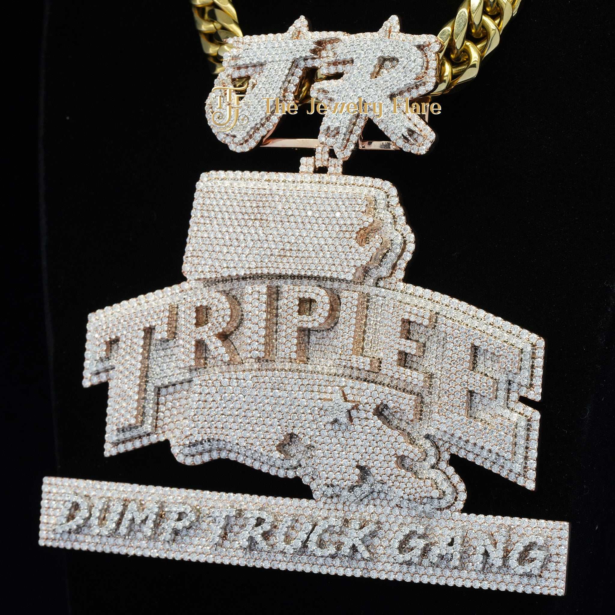 JR TRIPLEE Custom Made Hip Hop Moissanite Diamond Pendant