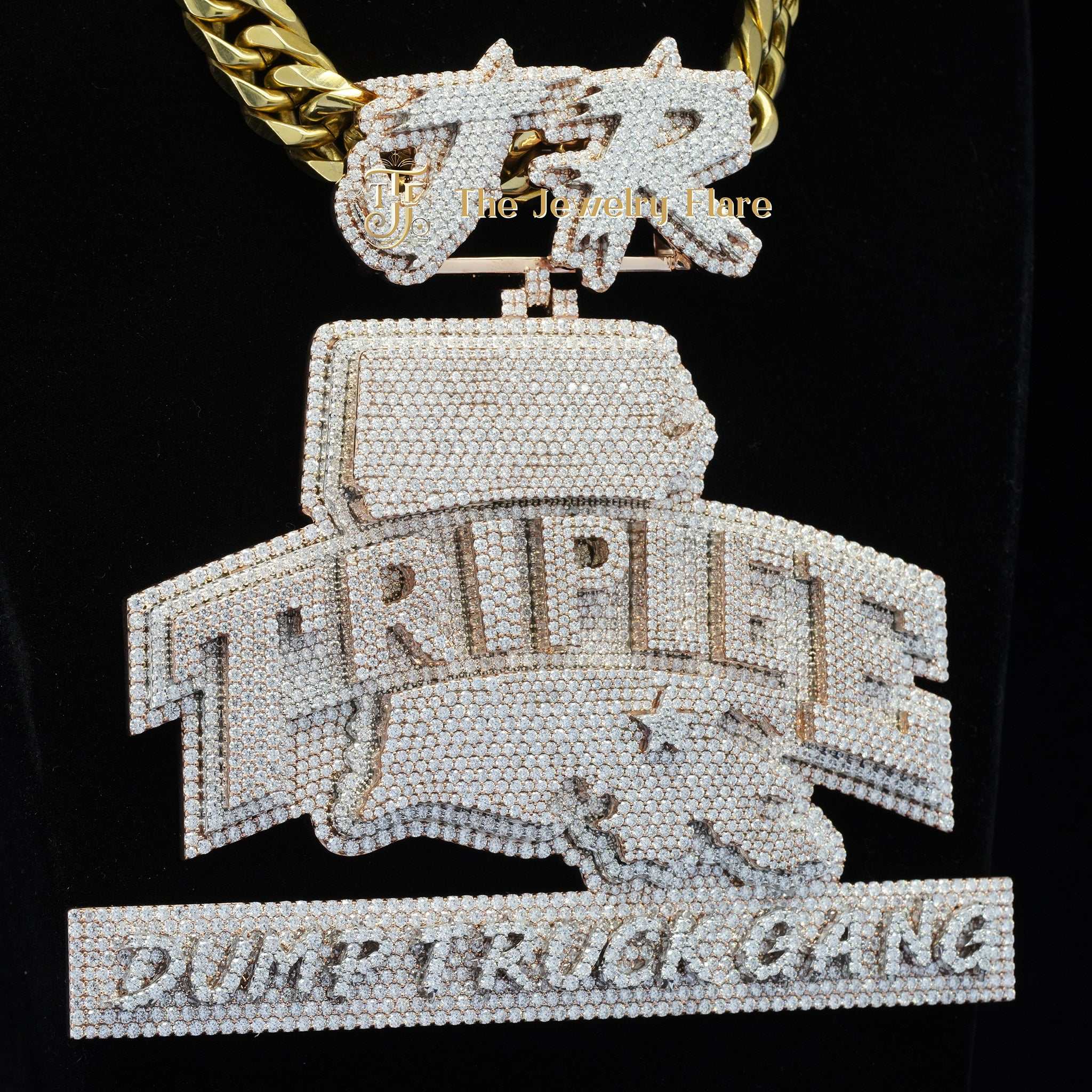JR TRIPLEE Custom Made Hip Hop Moissanite Diamond Pendant