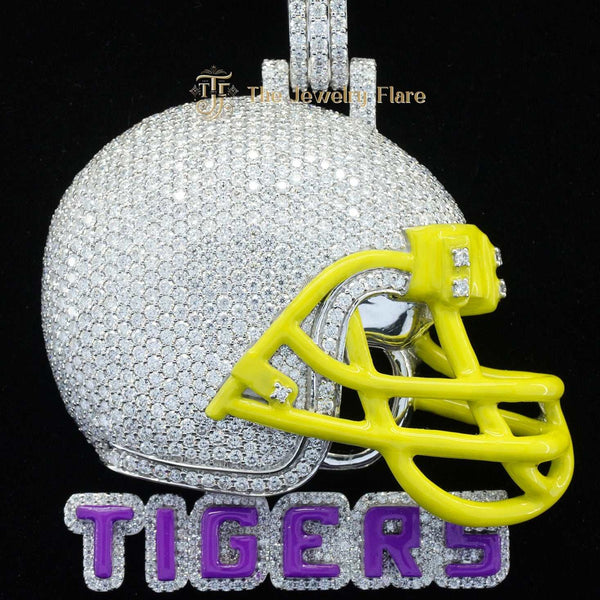 Custom TIGERS Baseball Helmet Hip Hip Moissanite Pendant