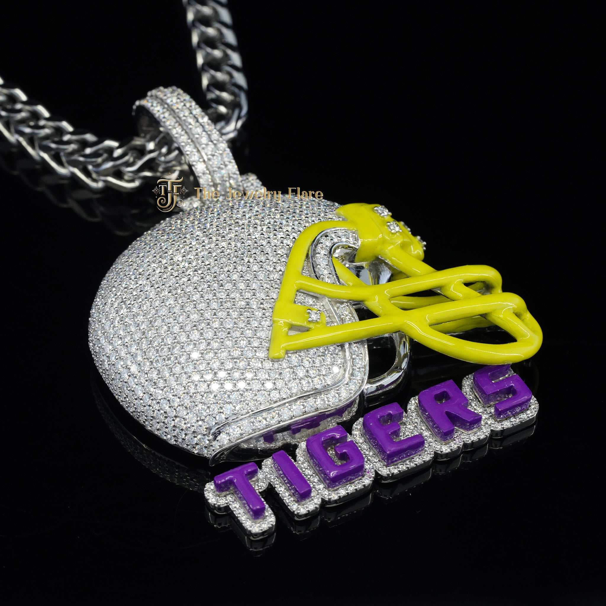 Custom TIGERS Baseball Helmet Hip Hip Moissanite Pendant
