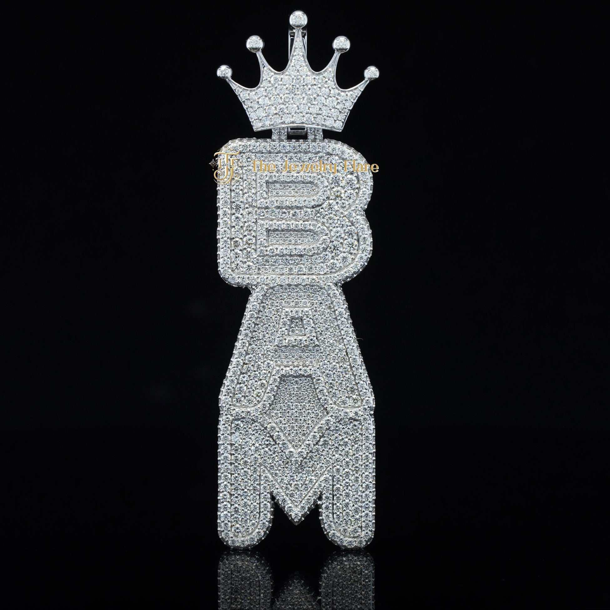 Custom BAM Crown Fully Iced Out Moissanite Pendant for Men