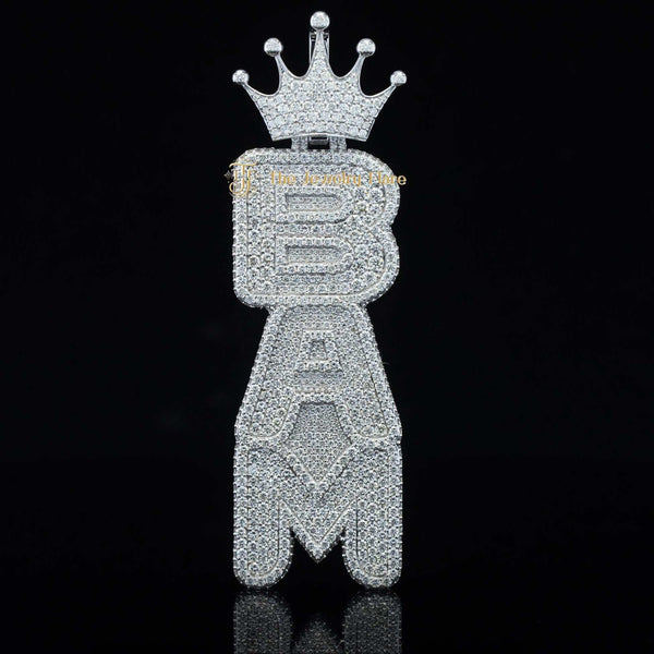Custom BAM Crown Fully Iced Out Moissanite Pendant for Men