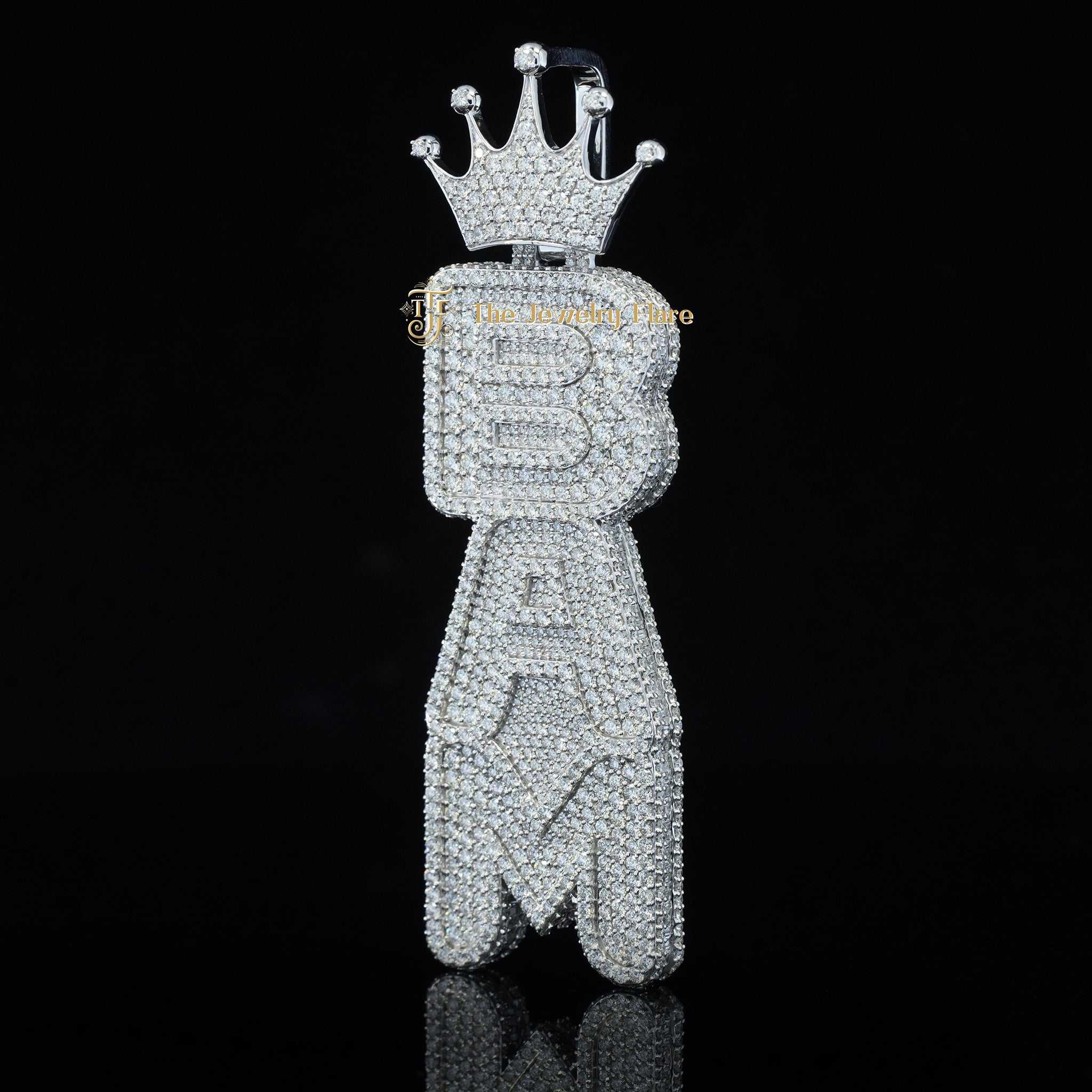 Custom BAM Crown Fully Iced Out Moissanite Pendant for Men