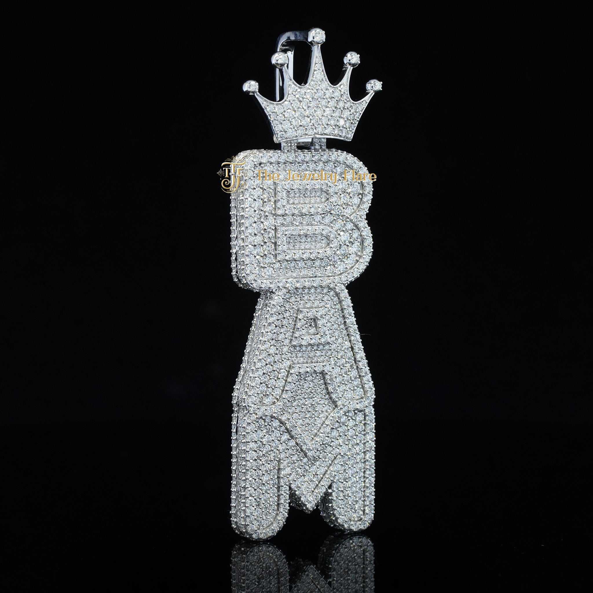 Custom BAM Crown Fully Iced Out Moissanite Pendant for Men