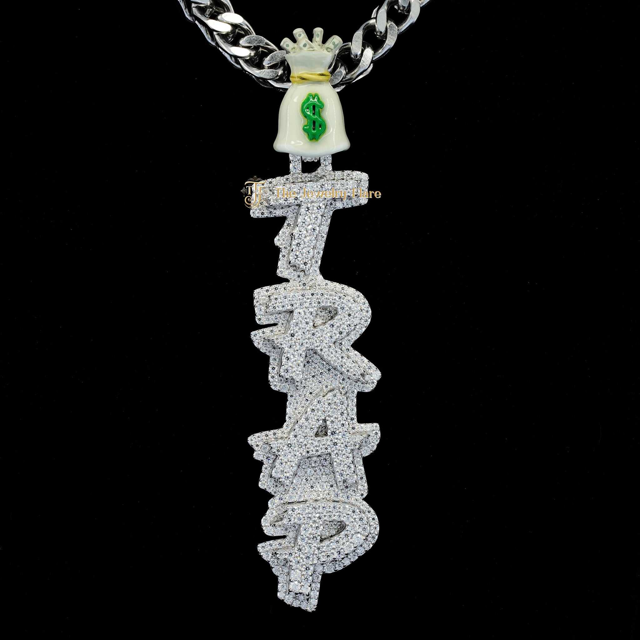 Dollar Bag With Trap Name Moissanite Pendant