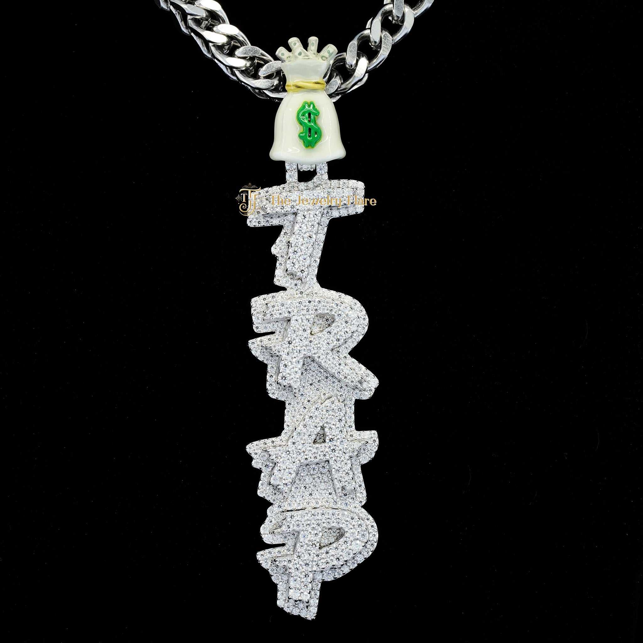 Dollar Bag With Trap Name Moissanite Pendant