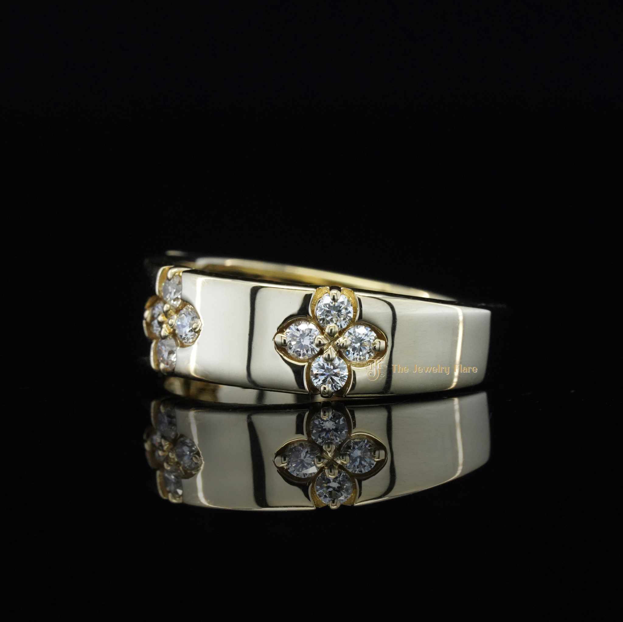 Clover Leaf Diamond Wide Wedding Band Second