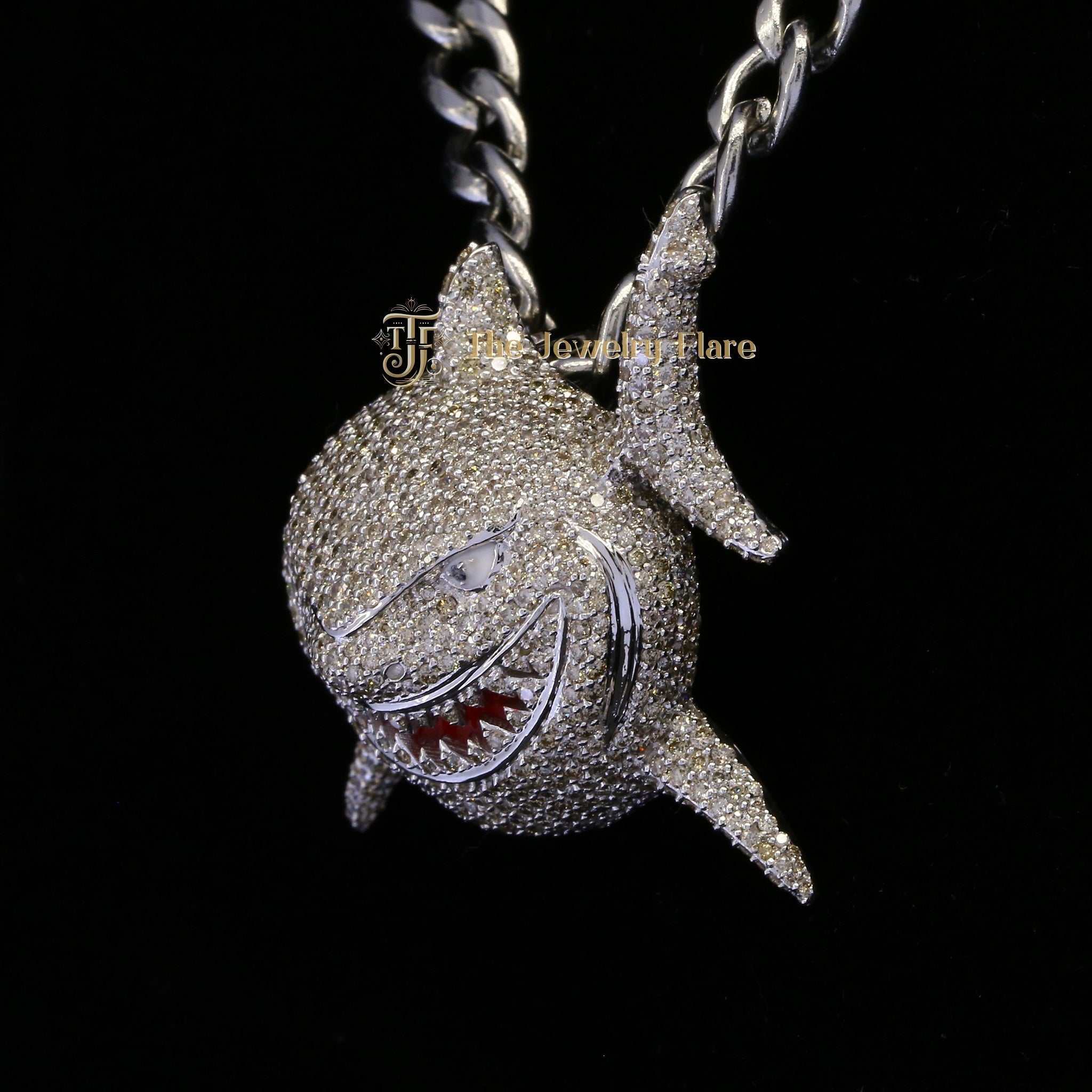 Custom Shark VVS Moissanite Pendant Fifth