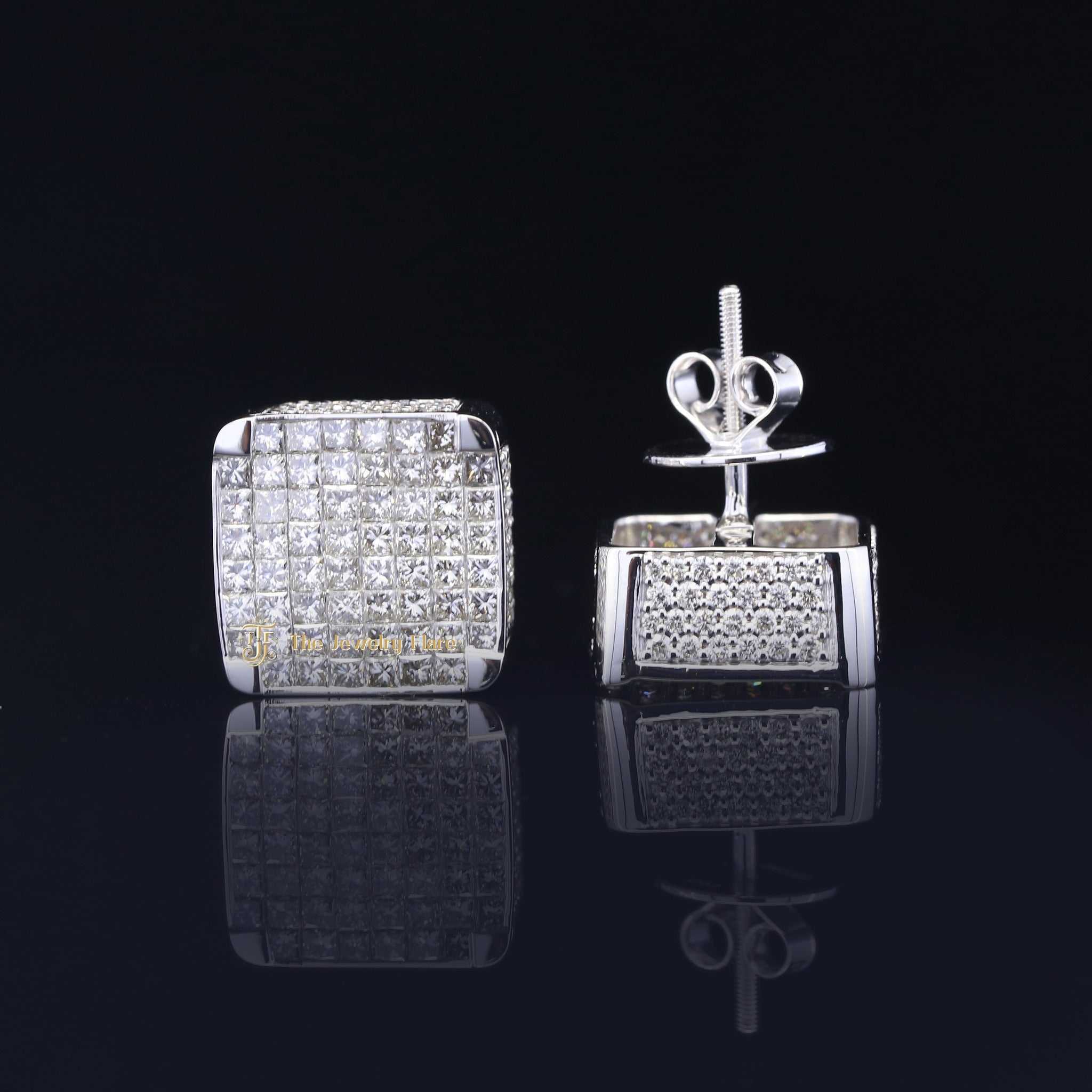 Iced Out Mens Stud Earrings