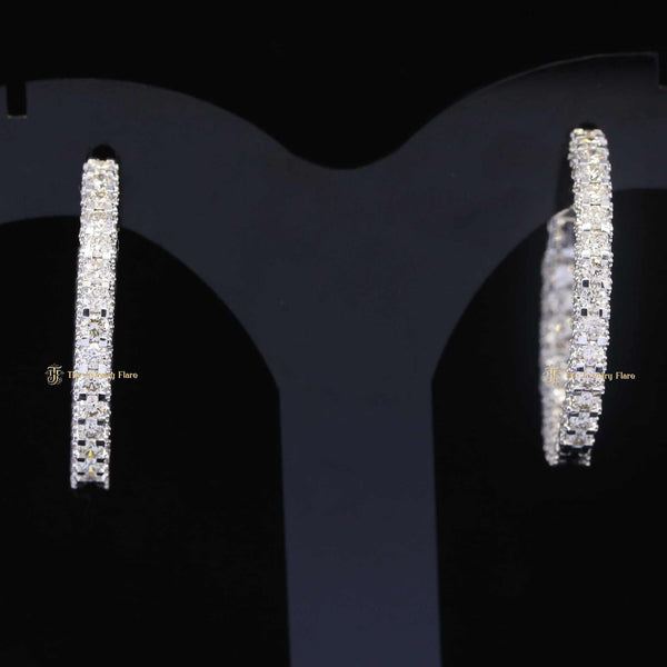 Moissanite Pave Long Hoop Earrings