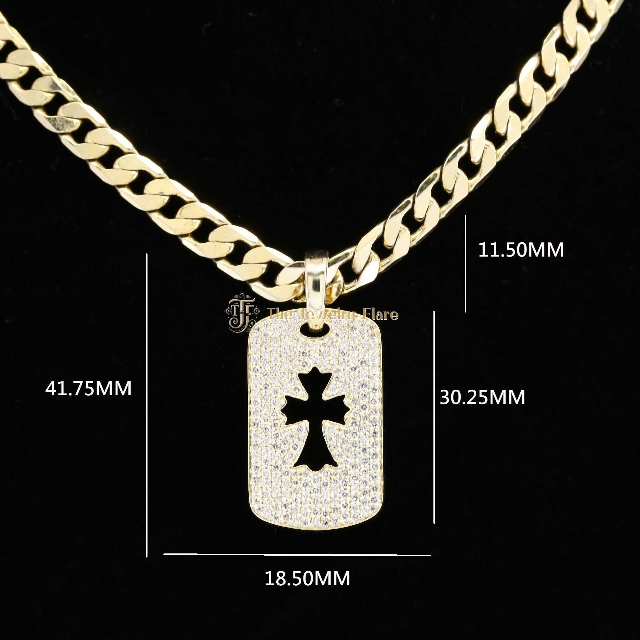 Iced Out Cross Dog Tag Pendant Six