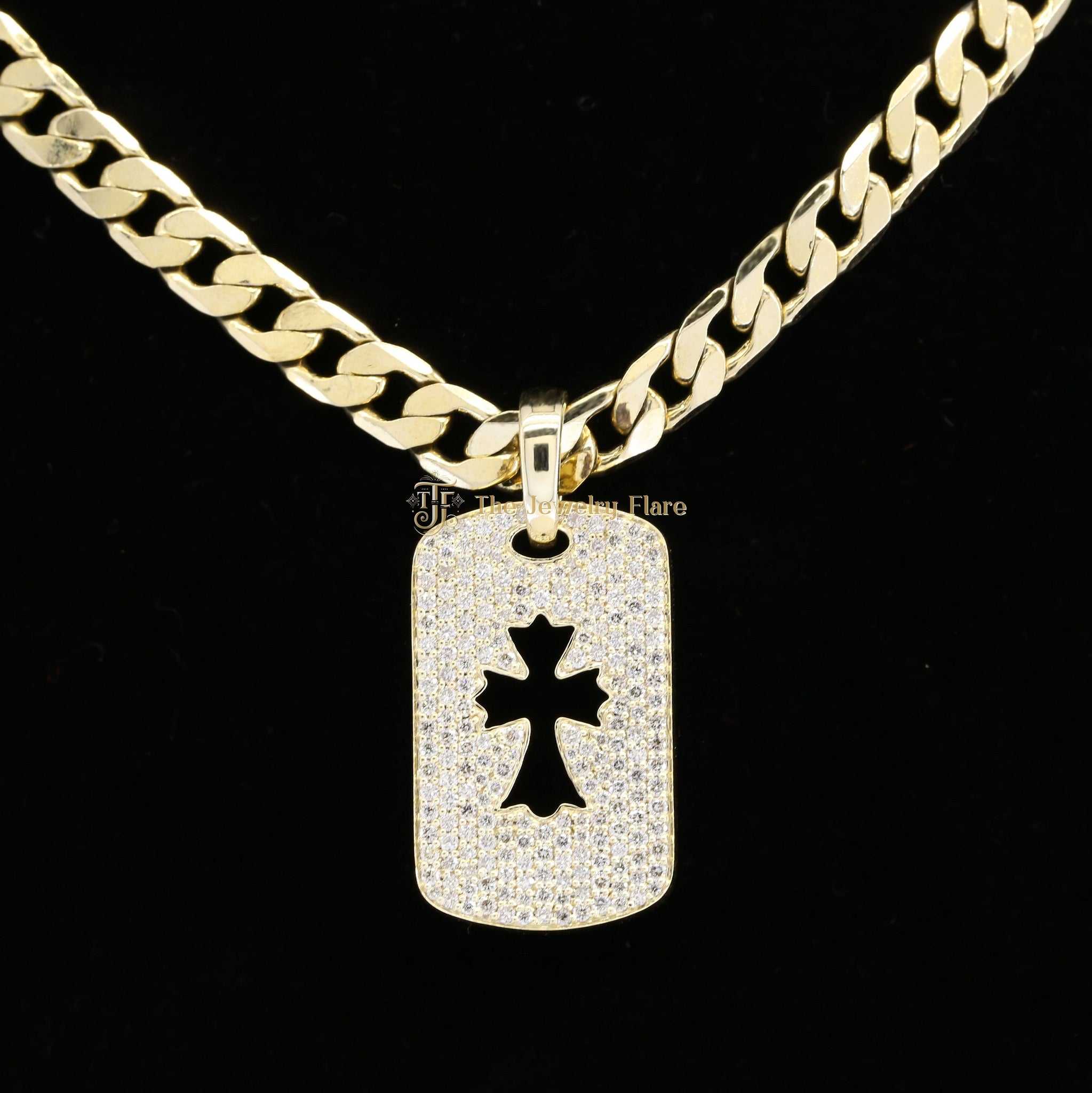 Iced Out Cross Dog Tag Pendant Third