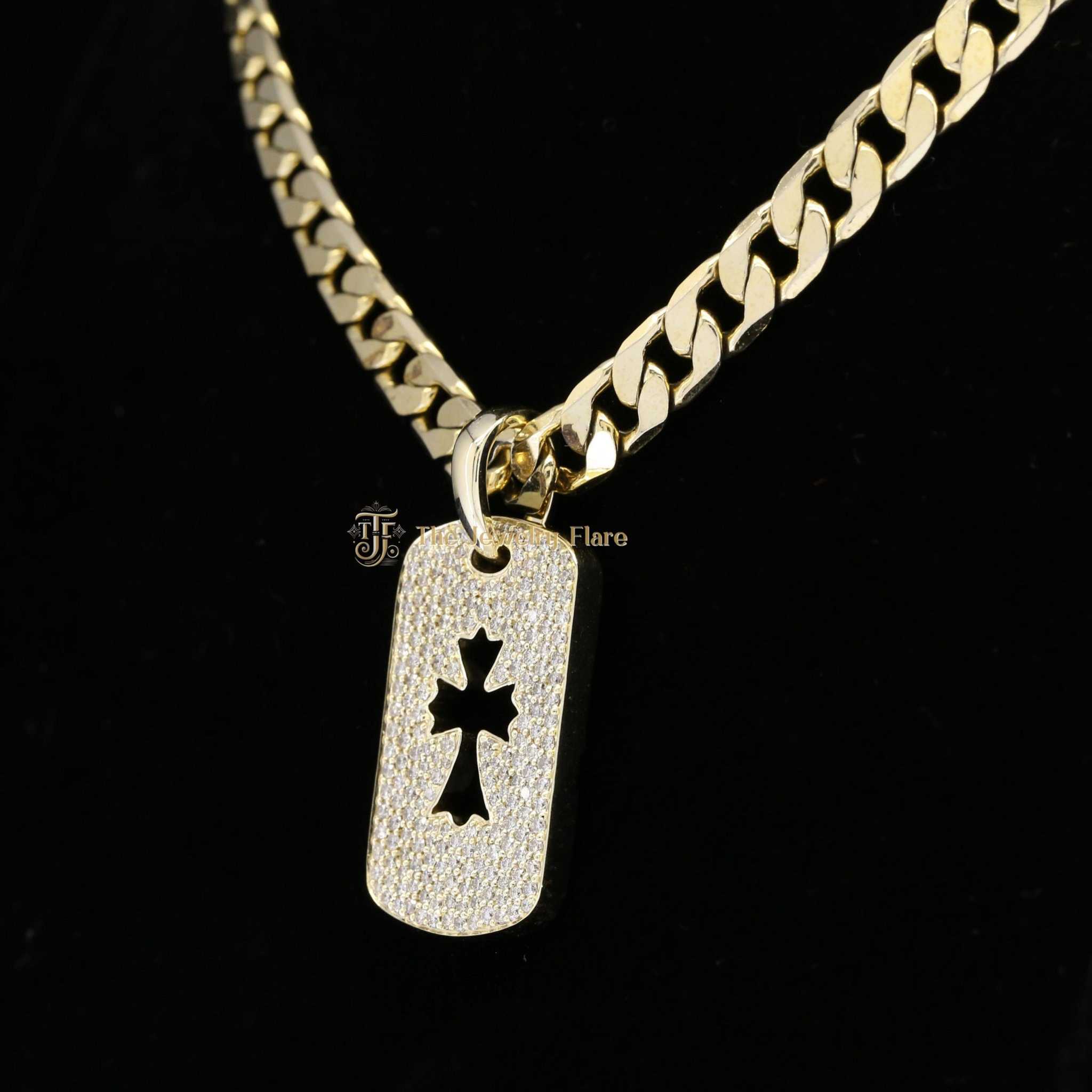 Iced Out Cross Dog Tag Pendant Fourth